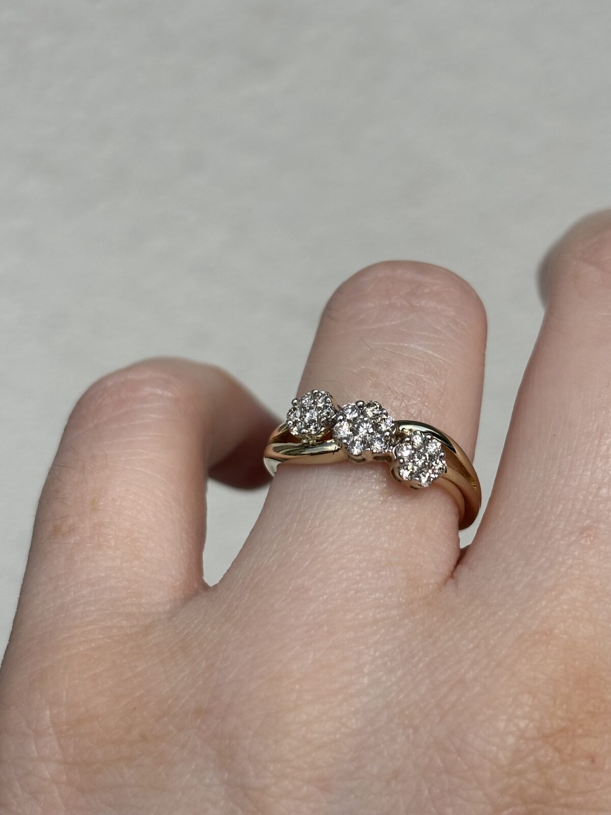 9ct Yellow Gold Diamond Flower Trilogy view 4