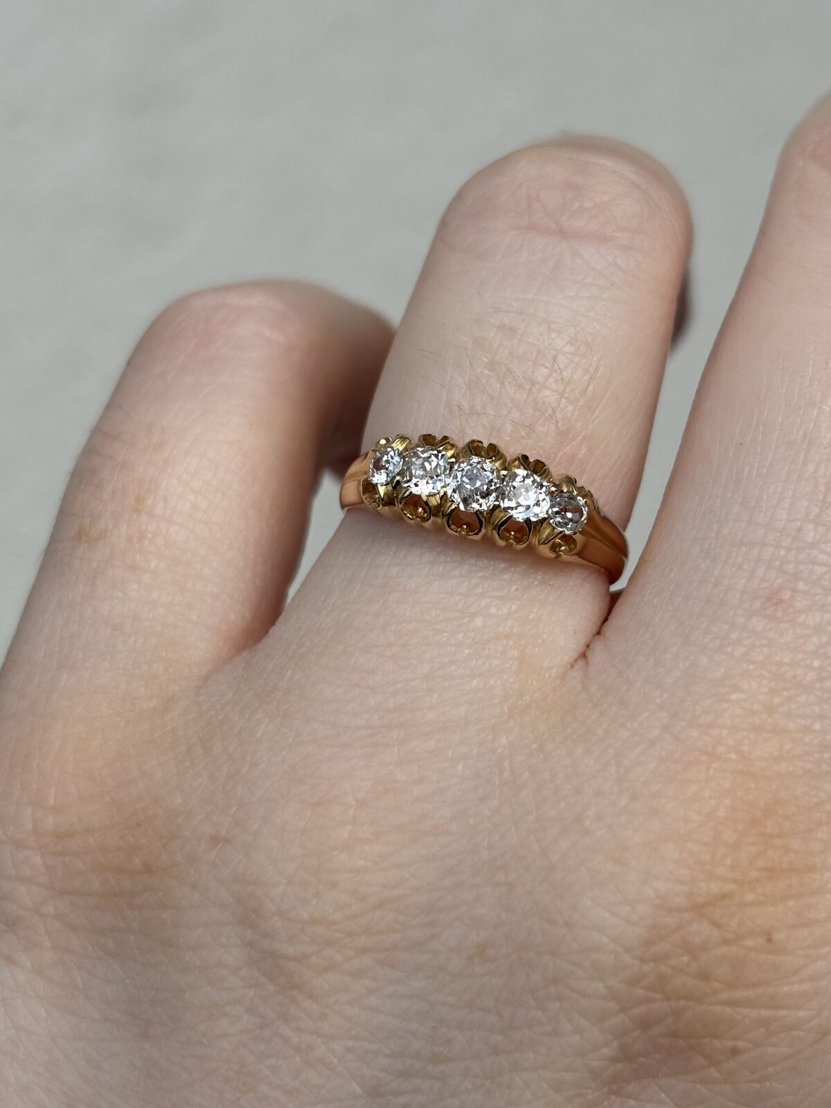 18ct Yellow Gold Antique Diamond Five Stone Ring view 5