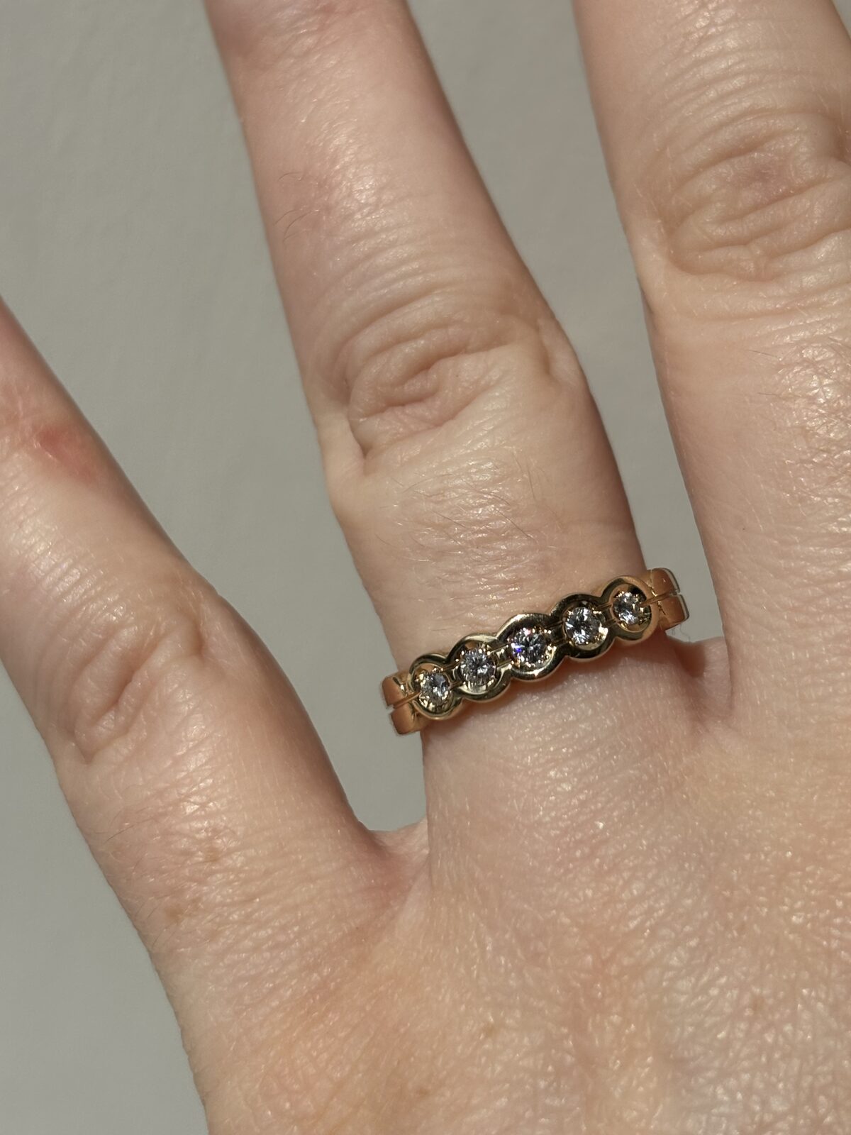 14ct Yellow Gold Diamond Five Stone Ring view 2