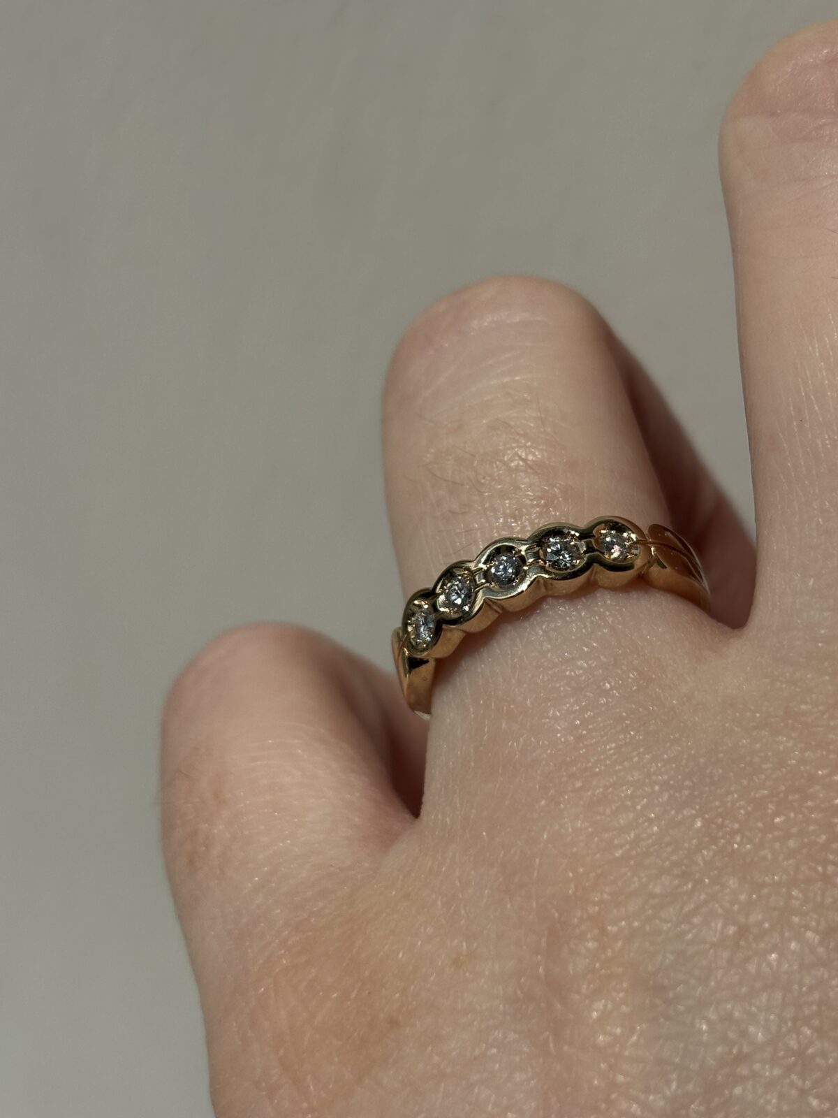 14ct Yellow Gold Diamond Five Stone Ring view 3