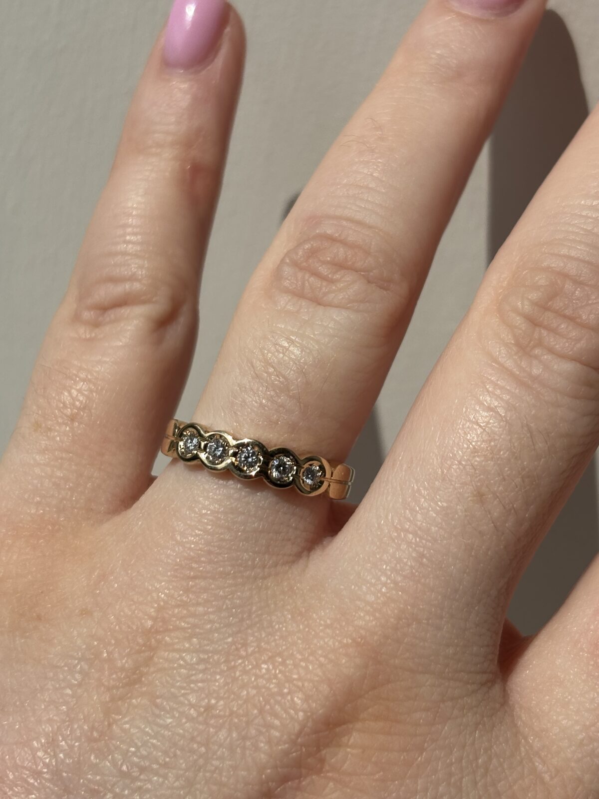 14ct Yellow Gold Diamond Five Stone Ring view 4