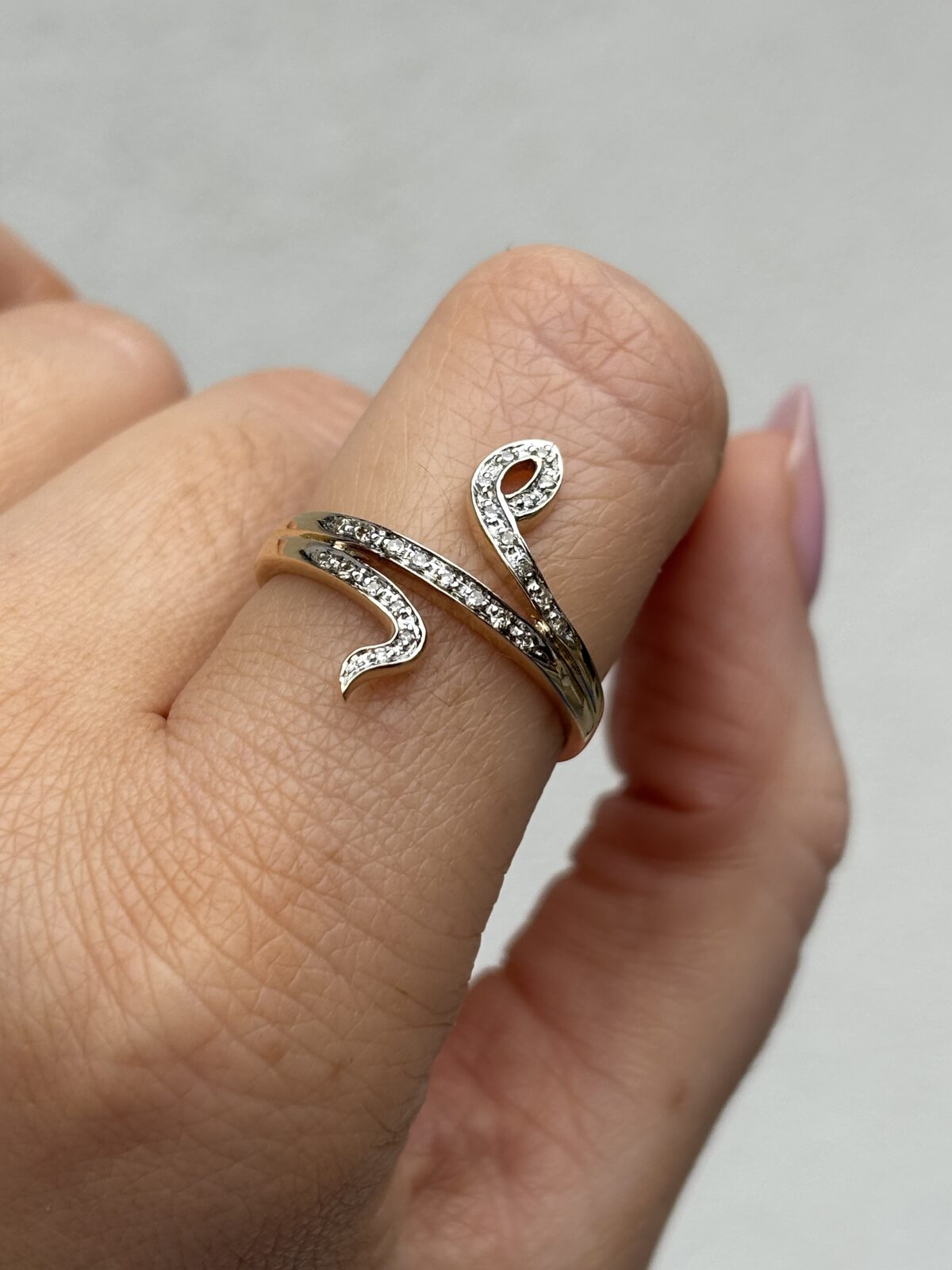 9ct Gold Pavé Diamond Serpent Ring view 4