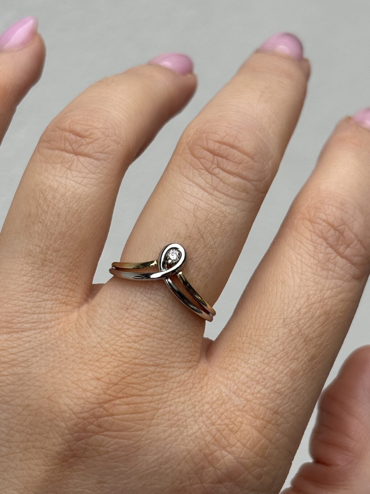 9ct Gold Two-tone Diamond Teardrop Ring view 4
