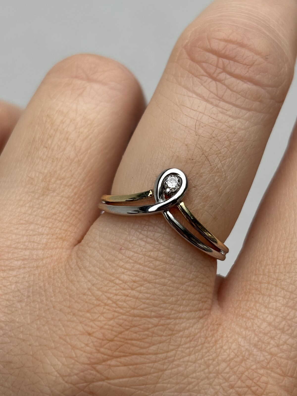 9ct Gold Two-tone Diamond Teardrop Ring view 2