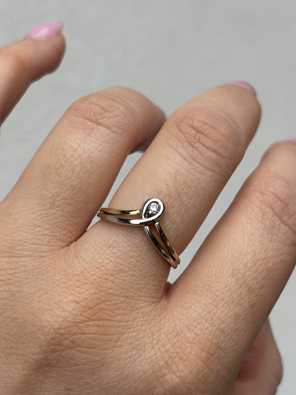 9ct Gold Two-tone Diamond Teardrop Ring view 3