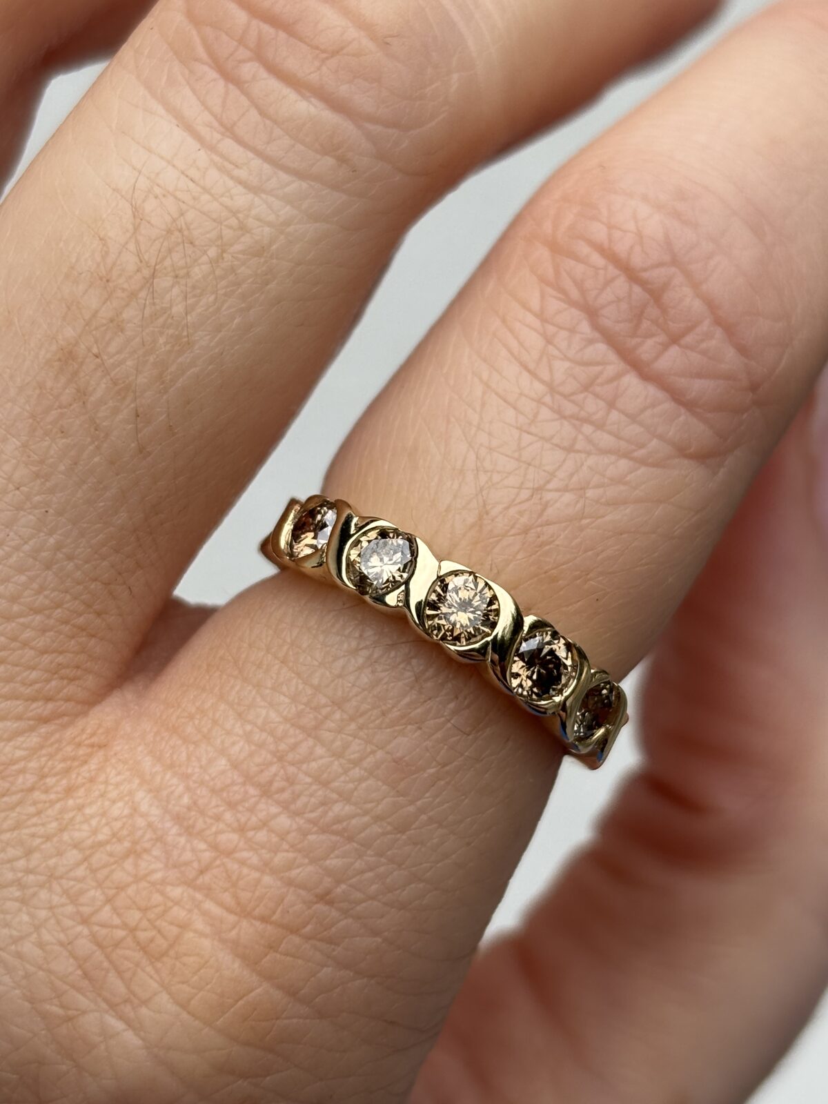 9ct Yellow Gold Champagne Diamond Five-stone Band