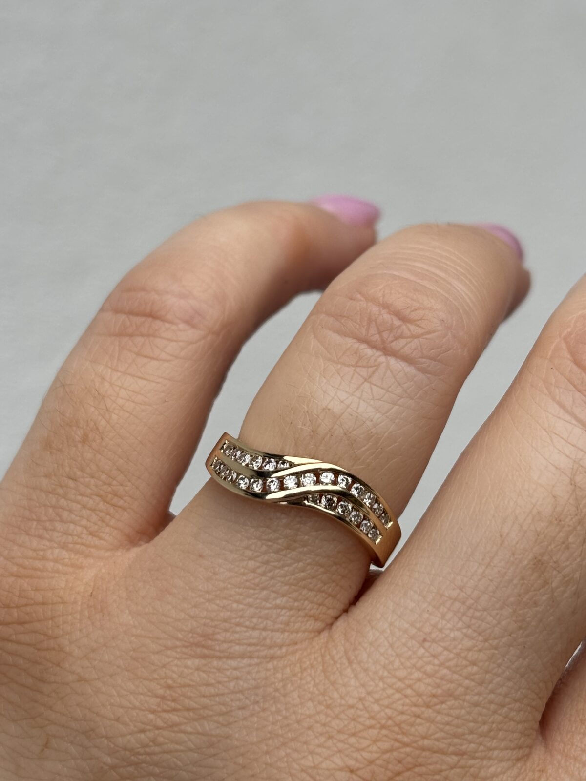 9ct Yellow Gold Diamond Double Wave Ring view 3