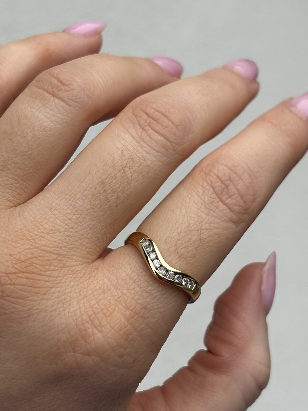 9ct Yellow Gold Diamond Wishbone Ring view 2