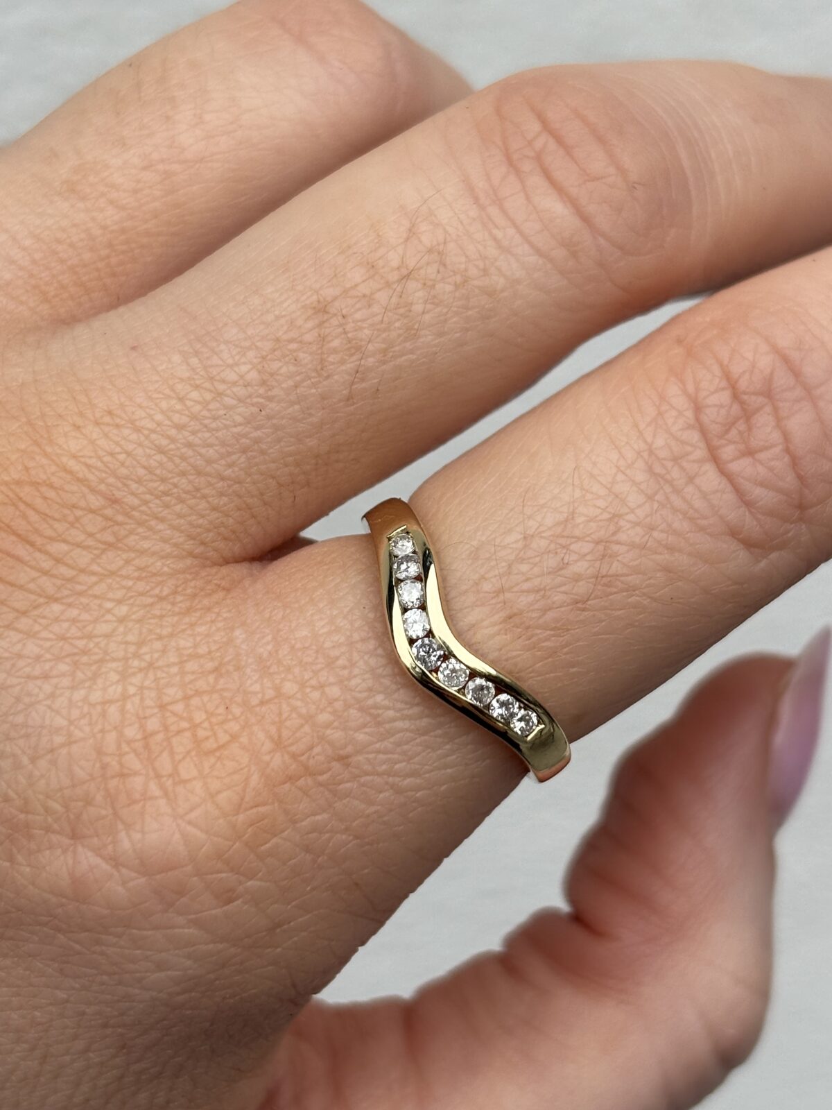 9ct Yellow Gold Diamond Wishbone Ring view 3