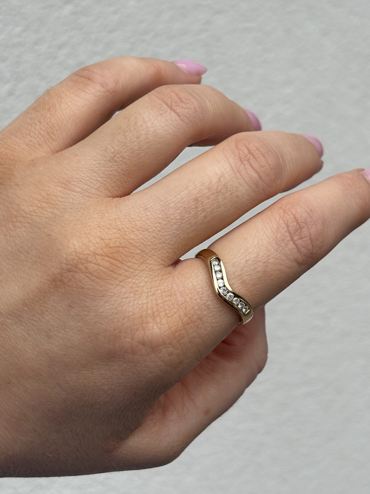 9ct Yellow Gold Diamond Wishbone Ring view 4