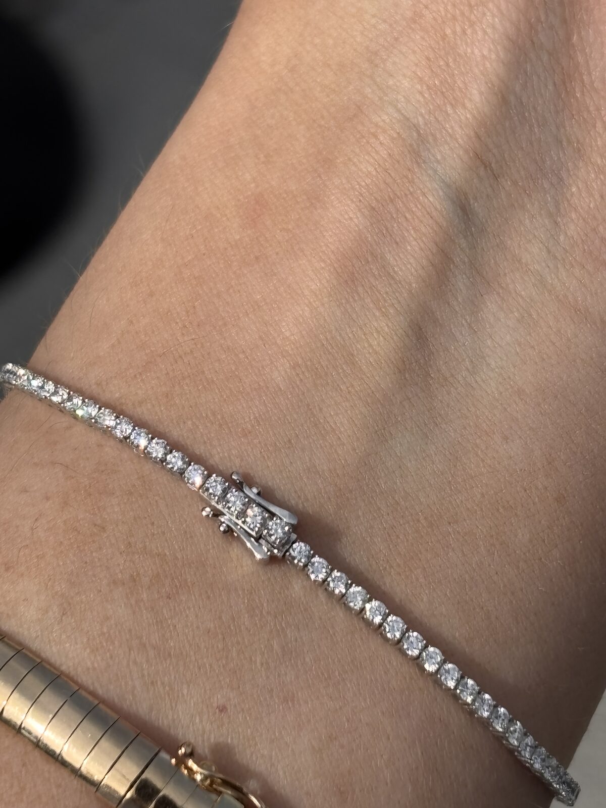 10ct White Gold Lab Diamond Tennis Bracelet view 3