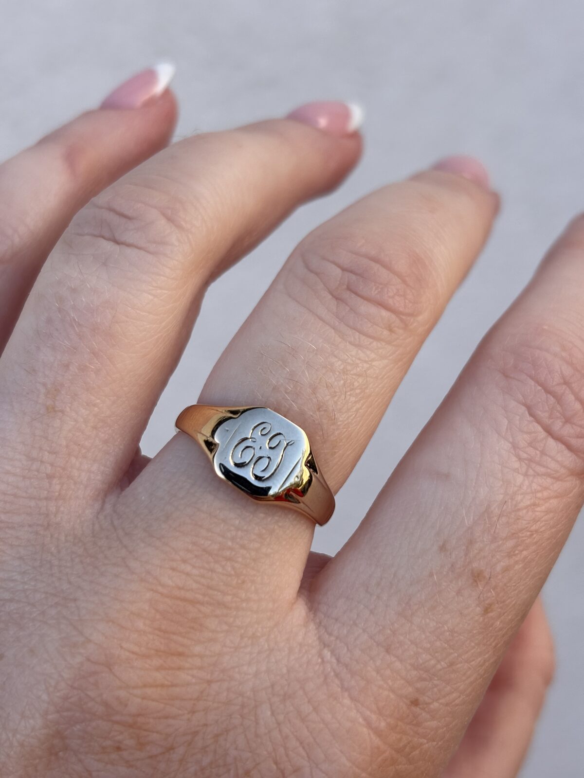 9ct Yellow Gold ‘EJ’ Signet Ring view 2