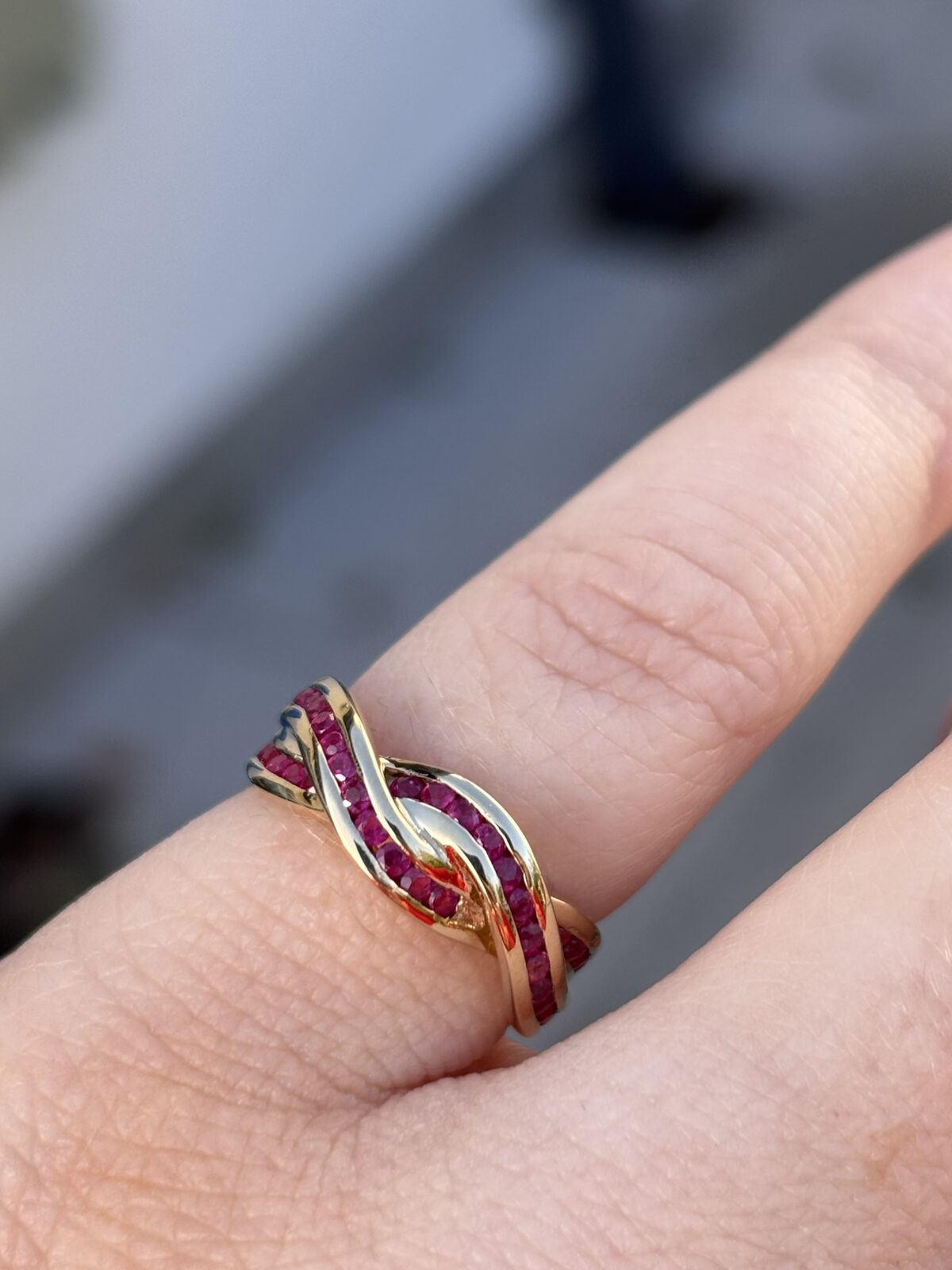 9ct Yellow Gold Ruby Crossover Ring view 2