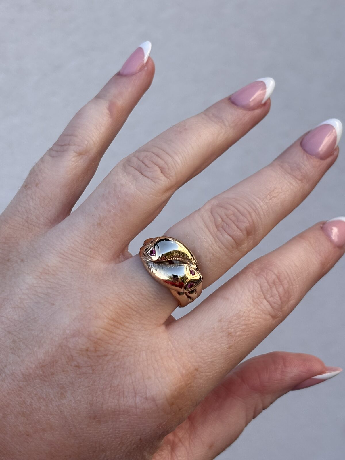 9ct Yellow Gold Ruby Double Serpent Ring view 6