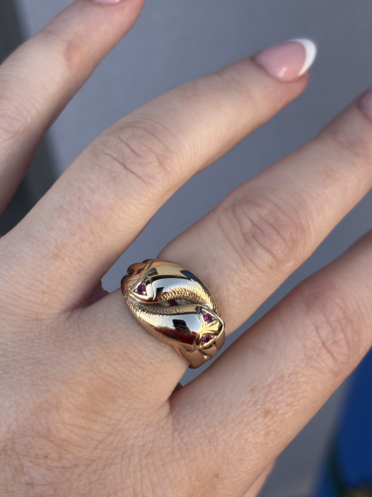 9ct Yellow Gold Ruby Double Serpent Ring view 2