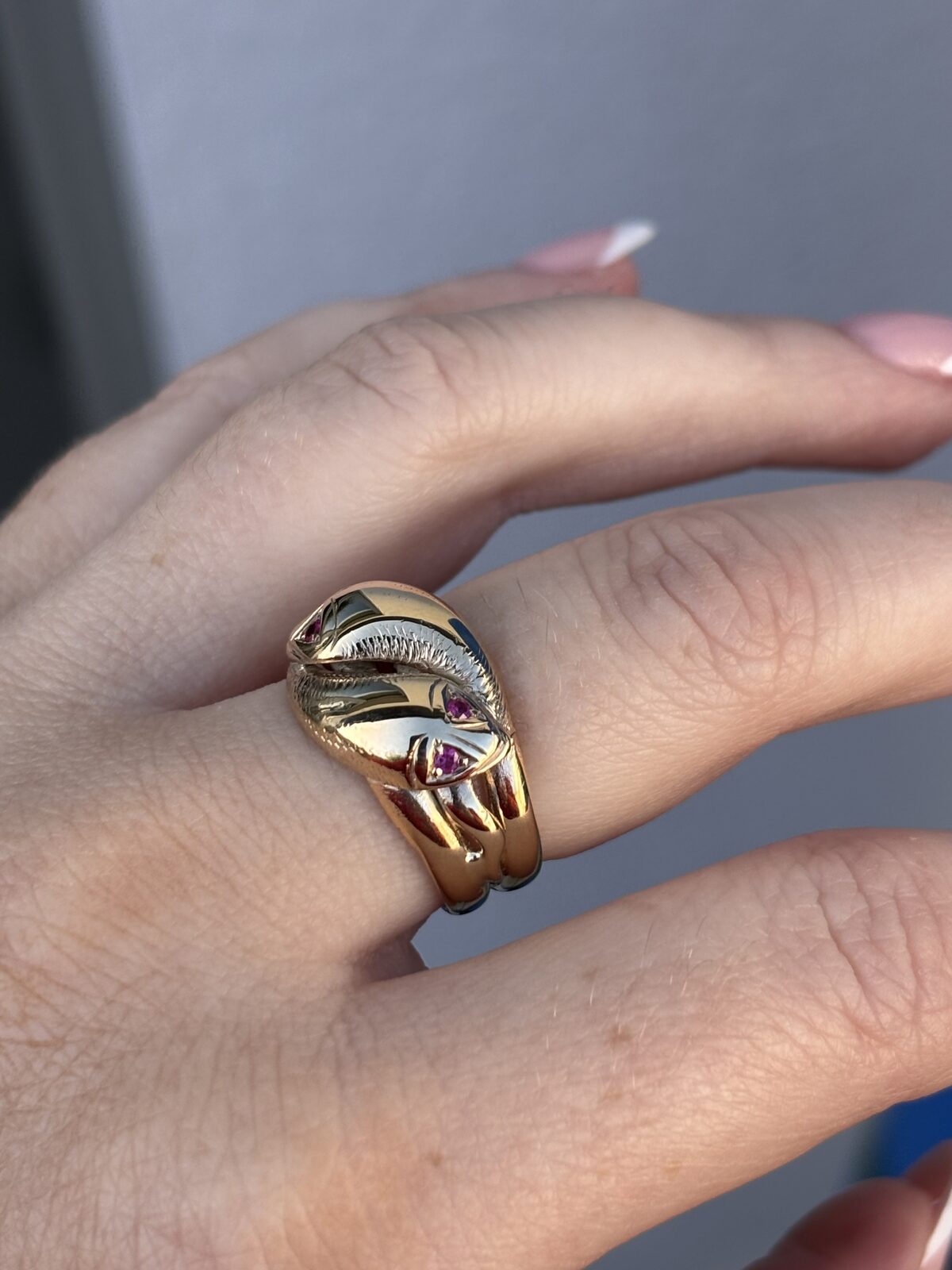 9ct Yellow Gold Ruby Double Serpent Ring view 3
