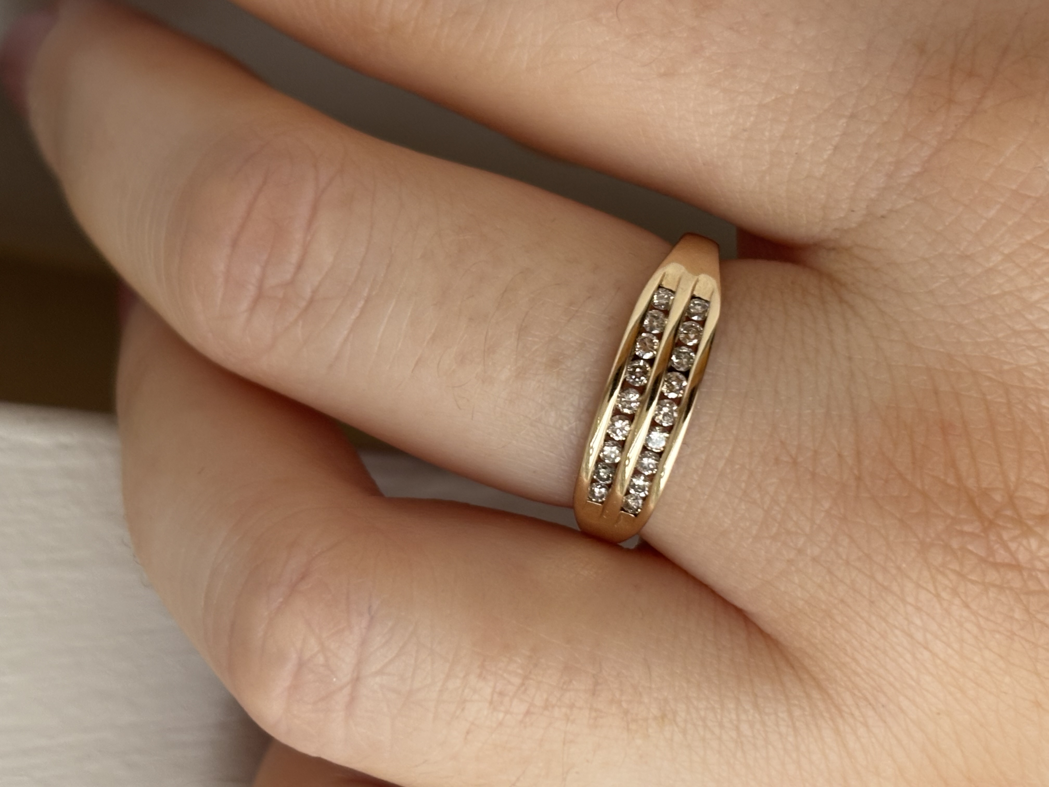 9ct Yellow Gold Double-row Diamond Band view 3