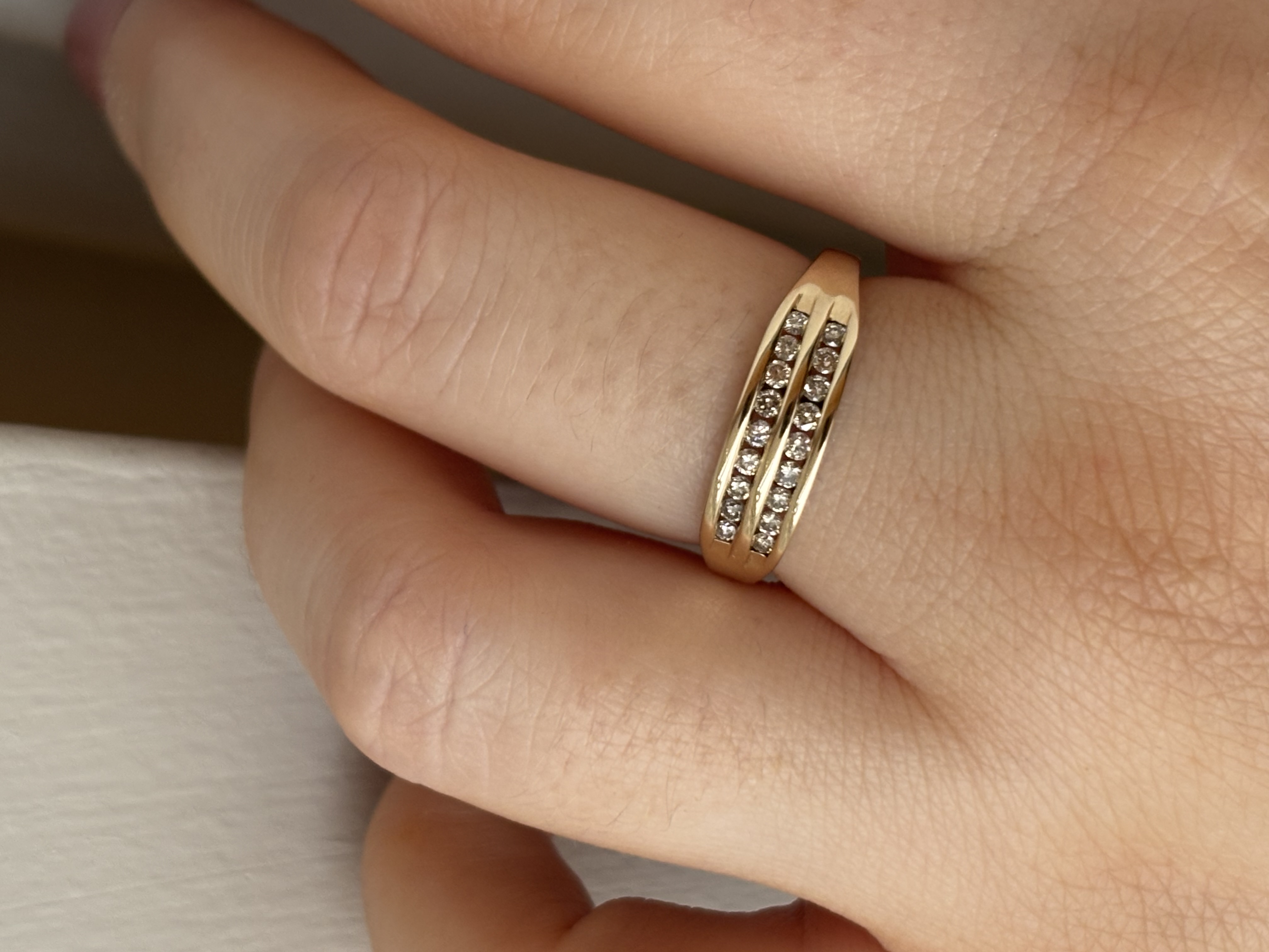 9ct Yellow Gold Double-row Diamond Band view 4