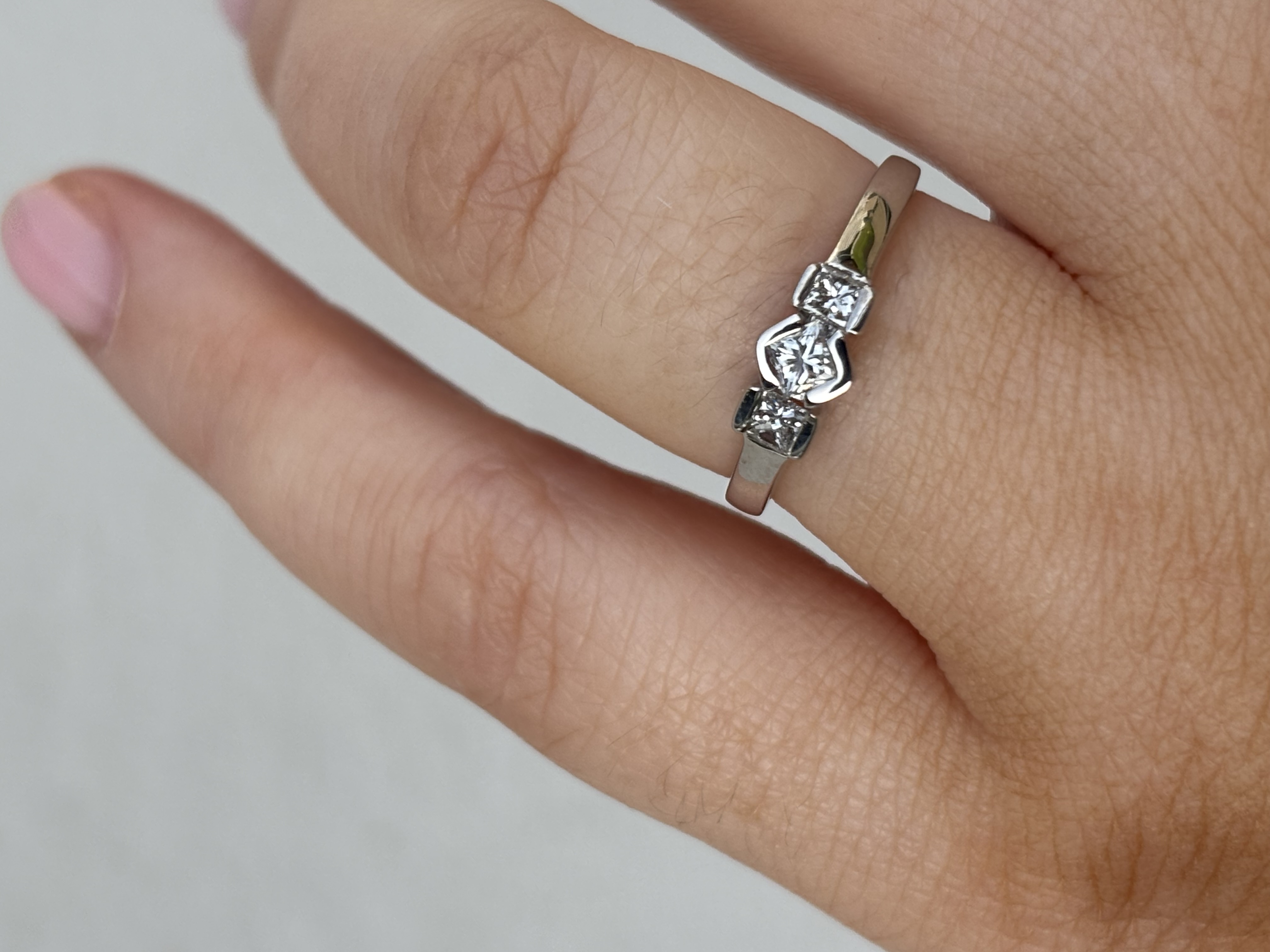 18ct White Gold Princess-cut Diamond Trilogy view 3