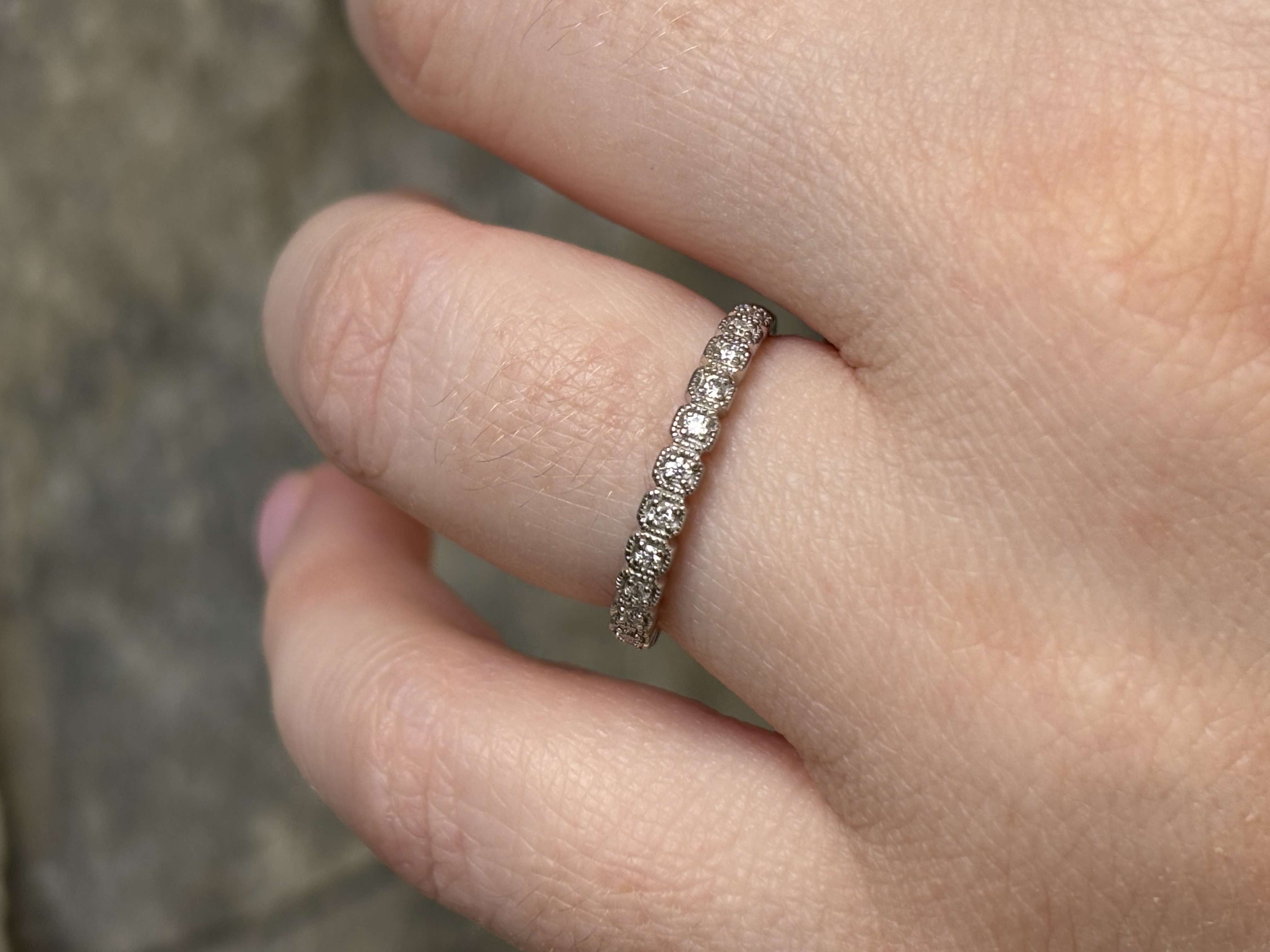 9ct White Gold Diamond Milgrain Half-eternity view 4