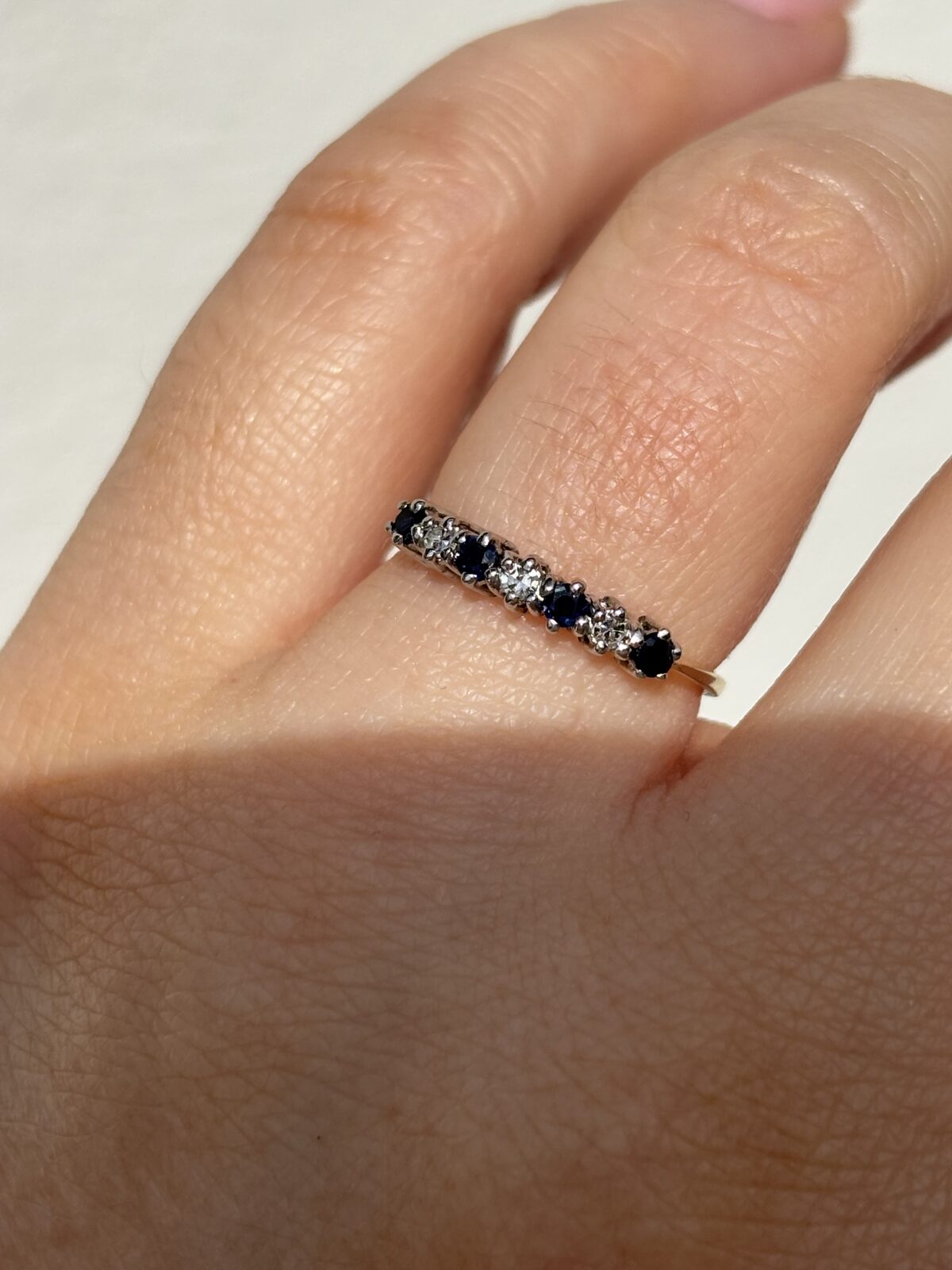 9ct Yellow Gold Sapphire and Diamond Band view 3