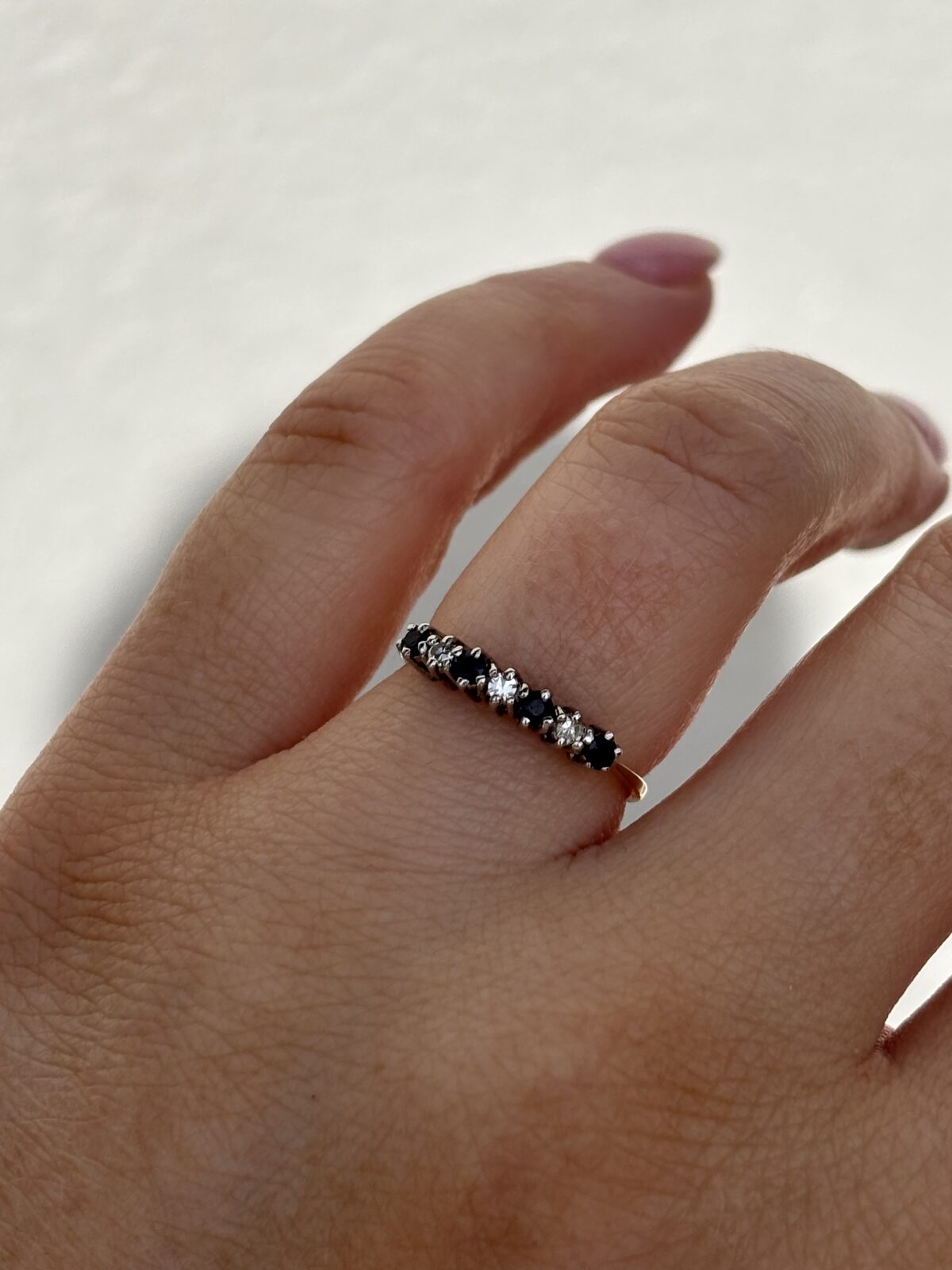 9ct Yellow Gold Sapphire and Diamond Band view 4