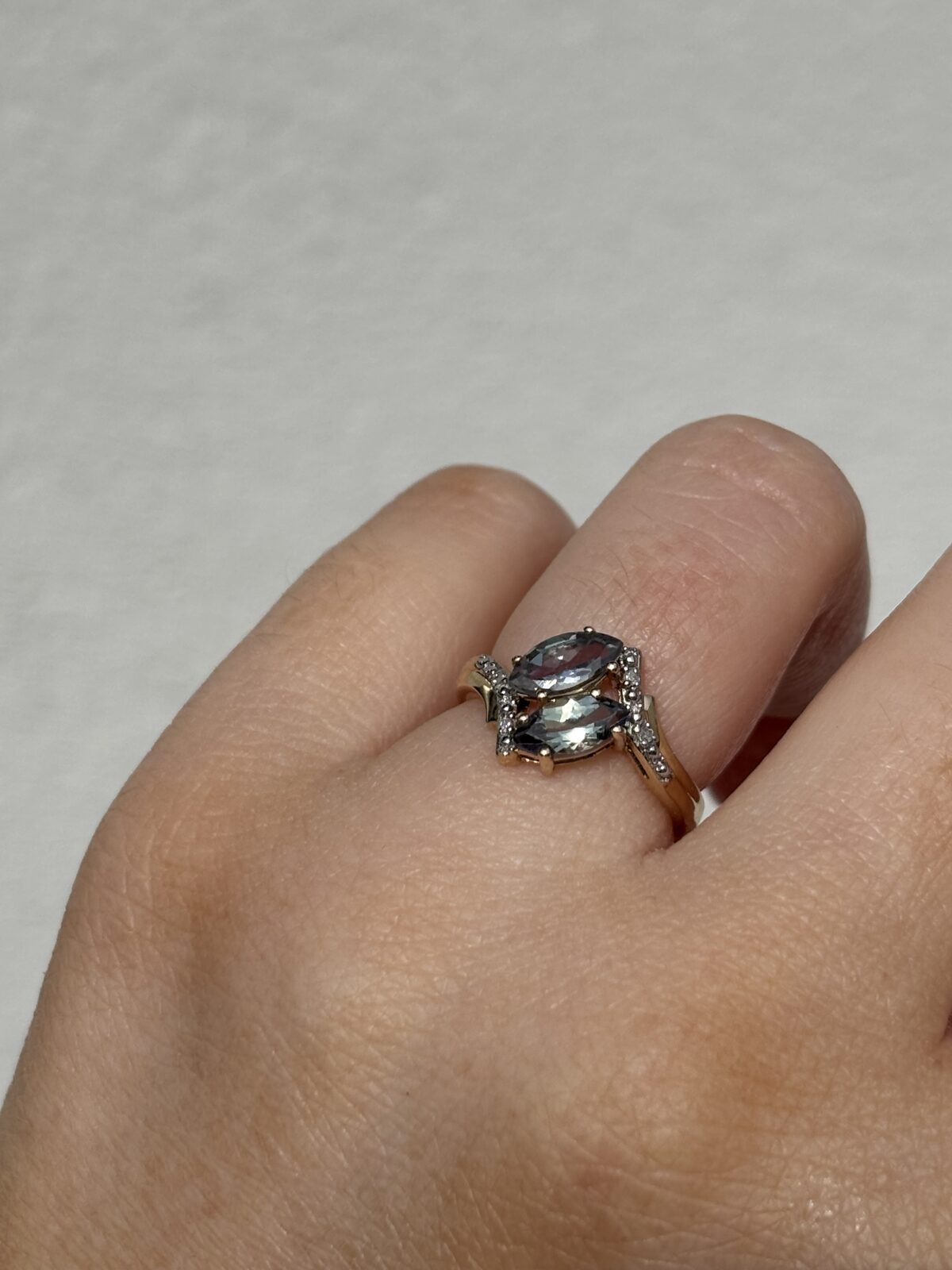 9ct Yellow Gold Tourmaline and Diamond Ring view 3