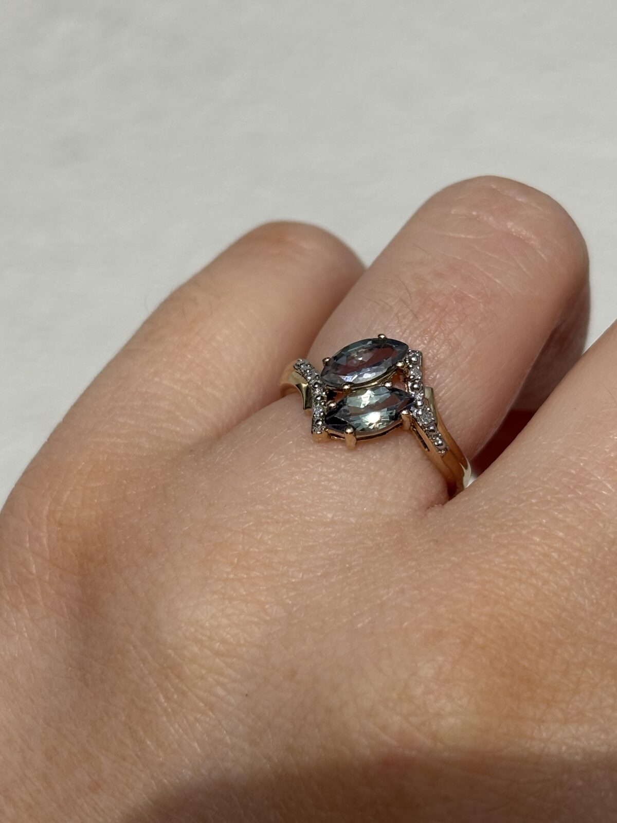 9ct Yellow Gold Tourmaline and Diamond Ring view 2