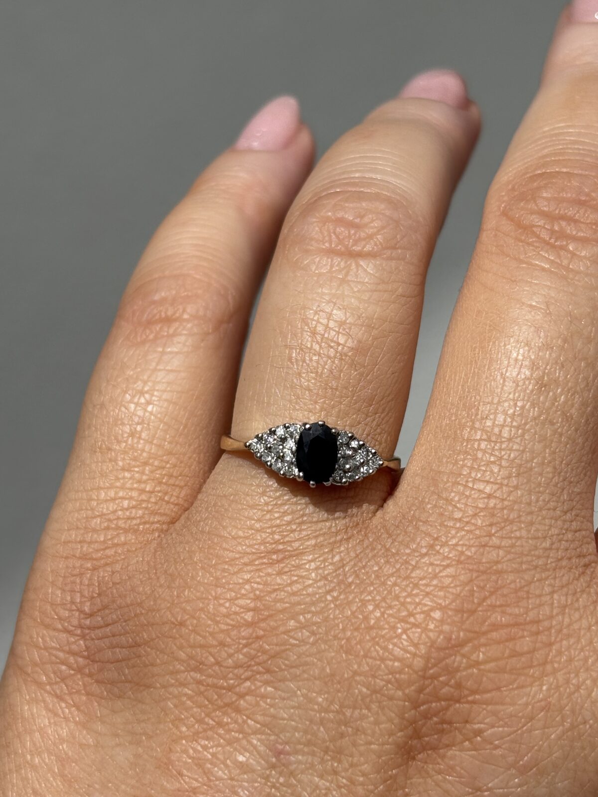 9ct Yellow Gold Sapphire and Diamond Trefoil Ring