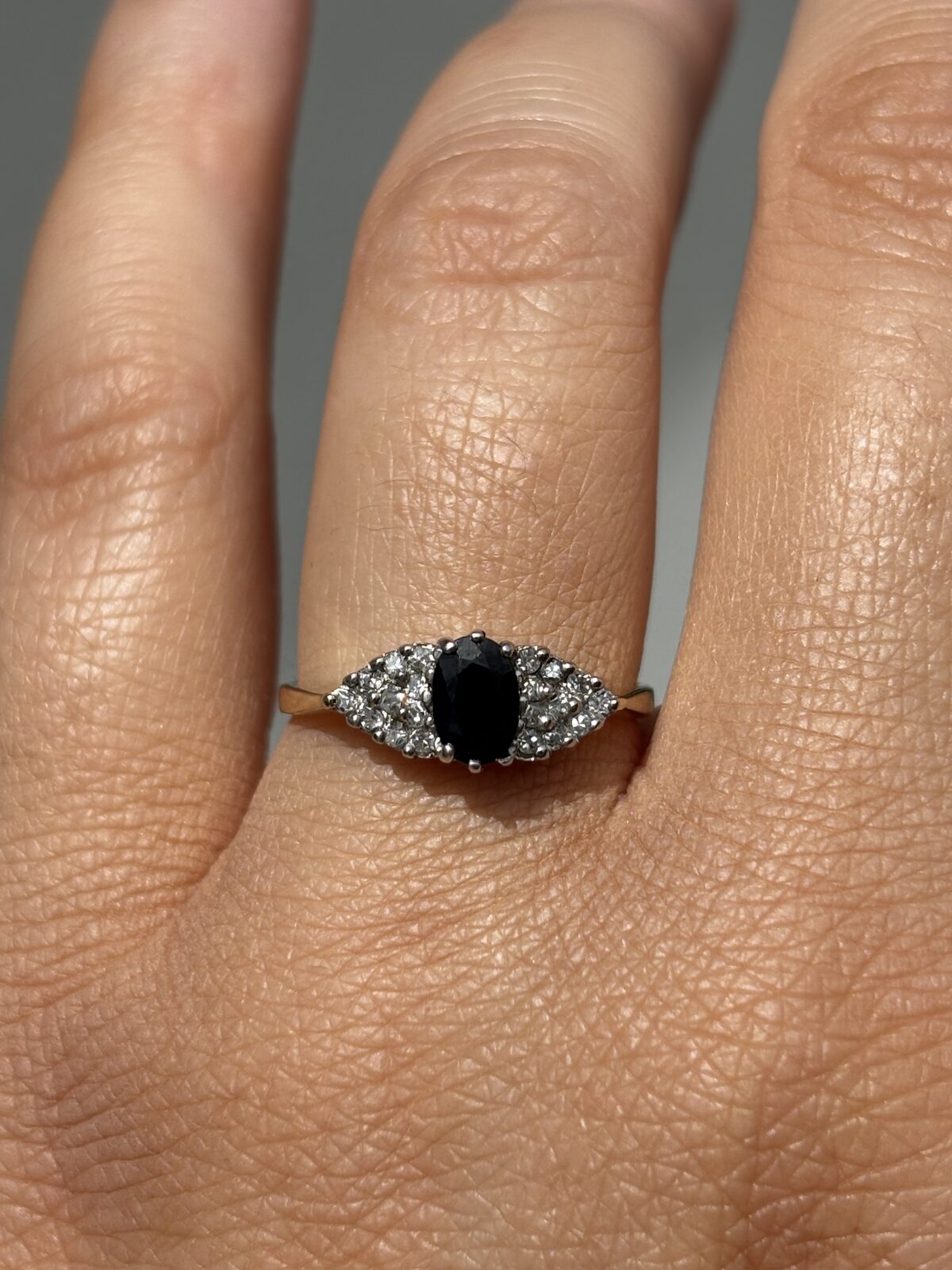 9ct Yellow Gold Sapphire and Diamond Trefoil Ring view 5