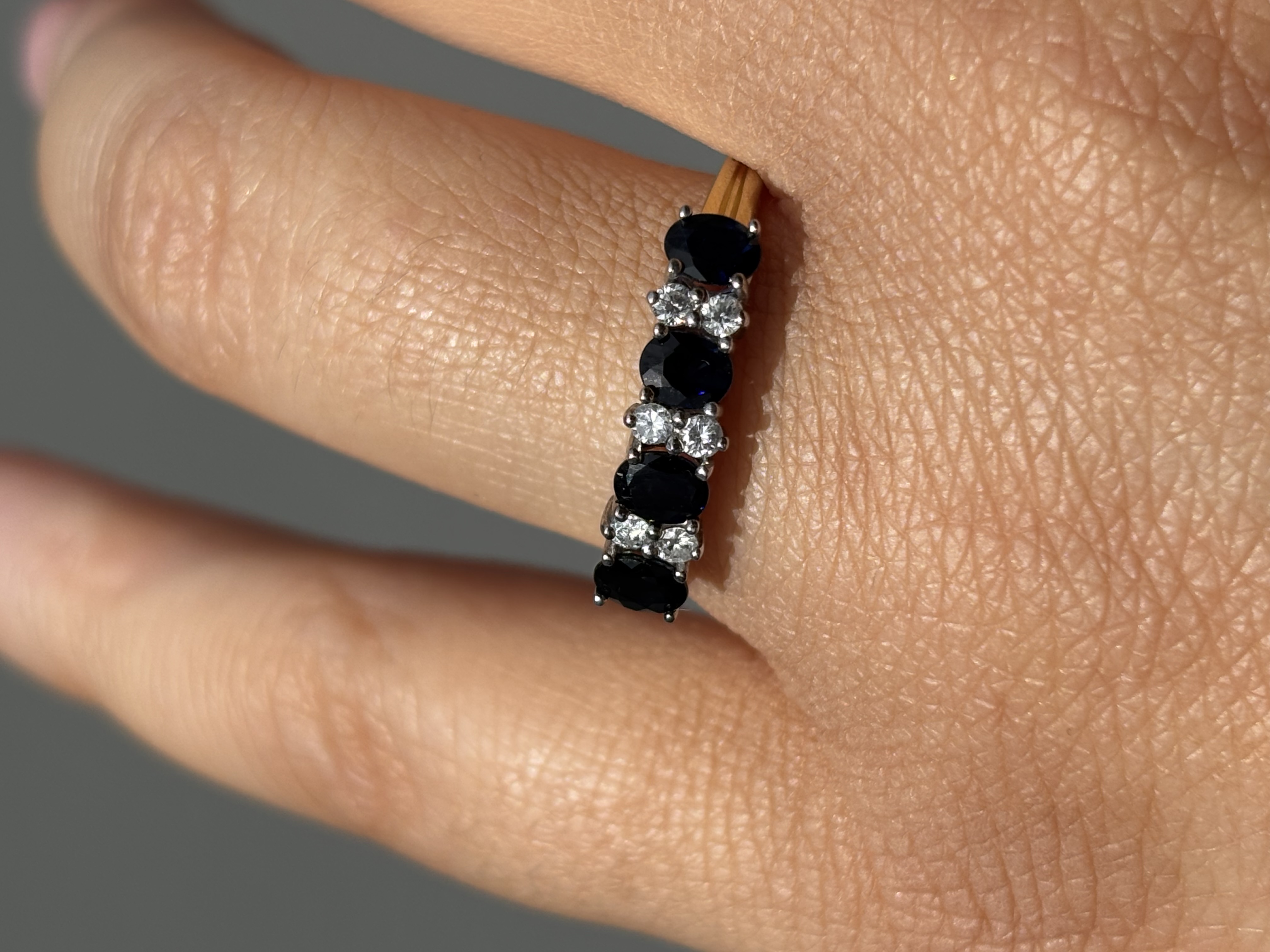 18ct Yellow Gold Sapphire and Diamond Ring view 3