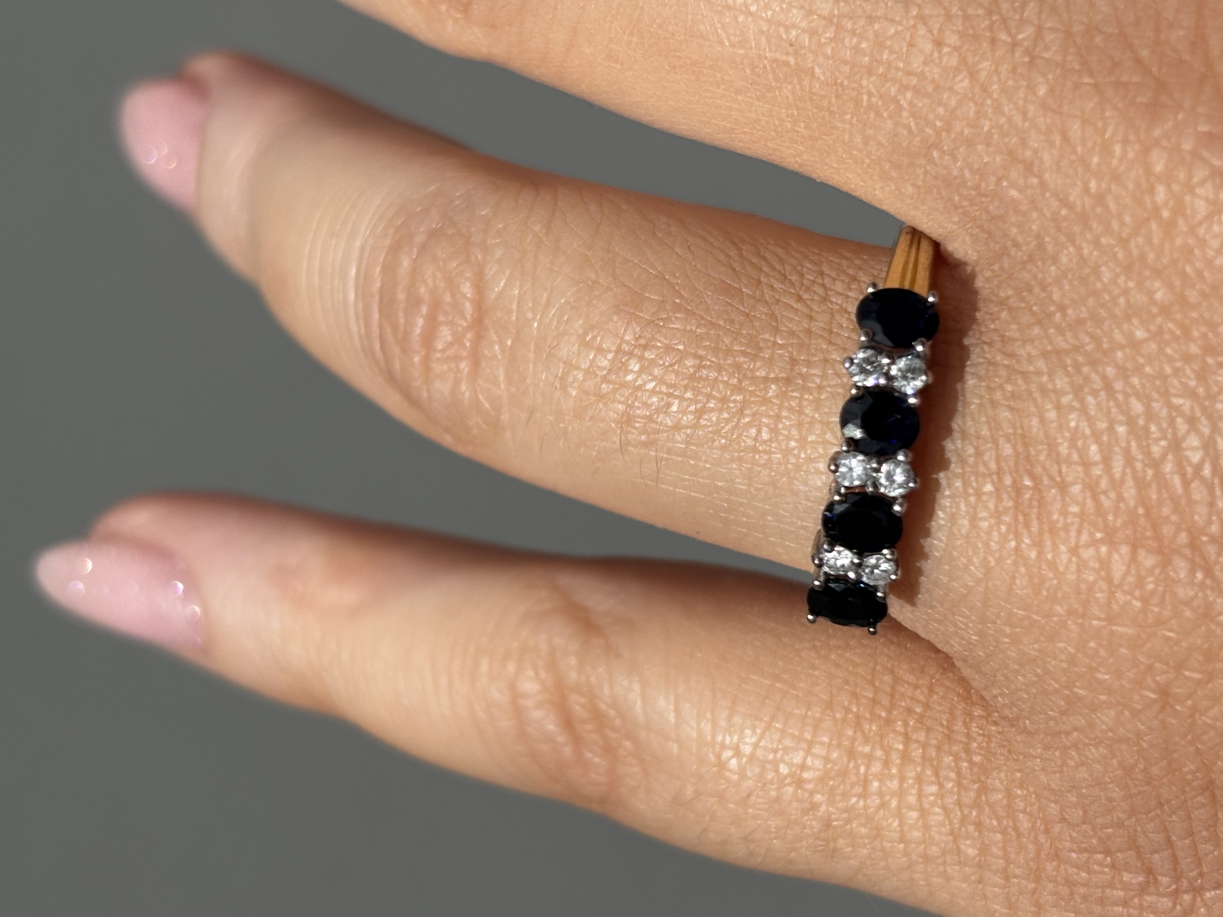 18ct Yellow Gold Sapphire and Diamond Ring view 4