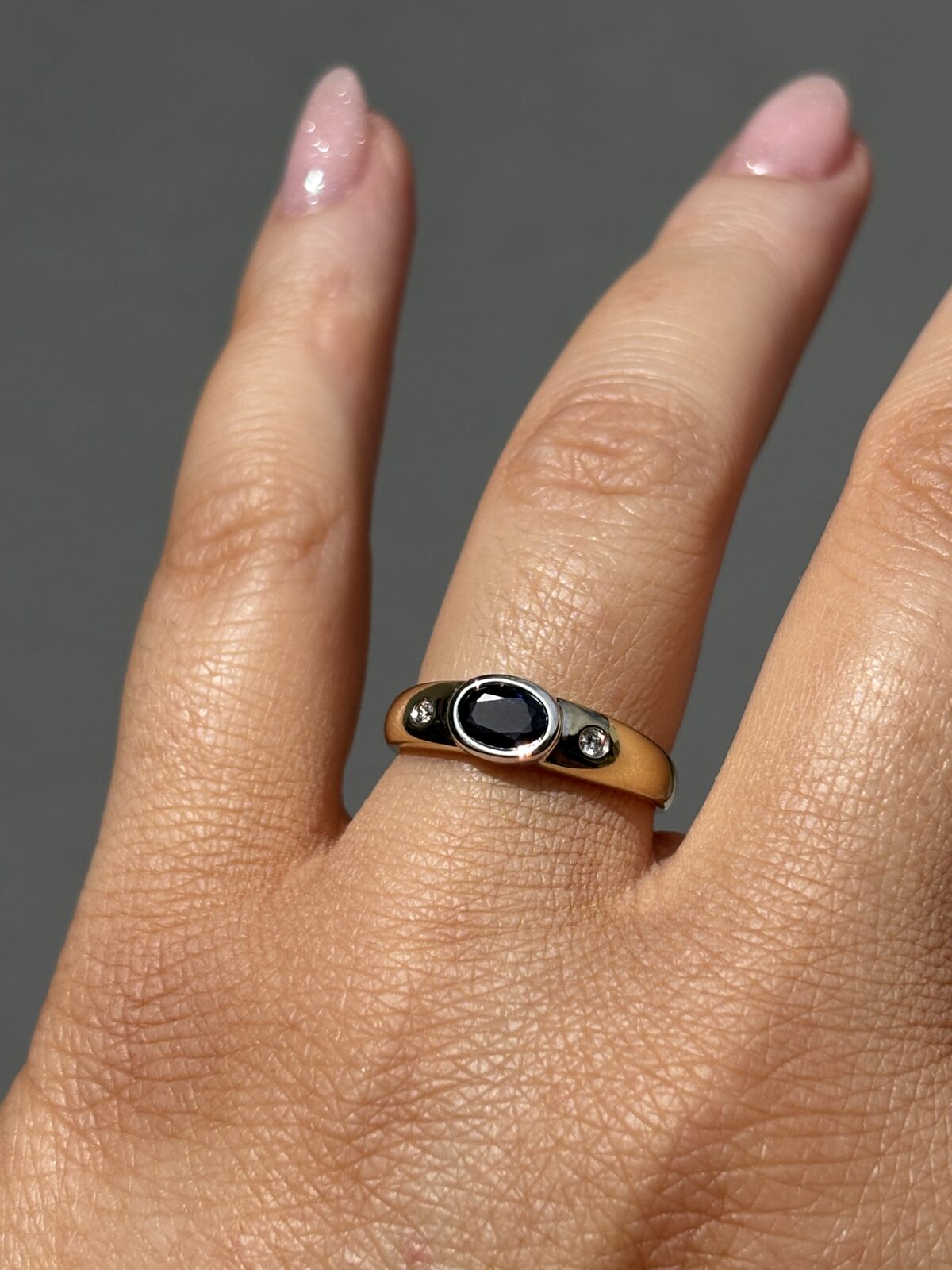 9ct Bezel-set Sapphire and Diamond Band