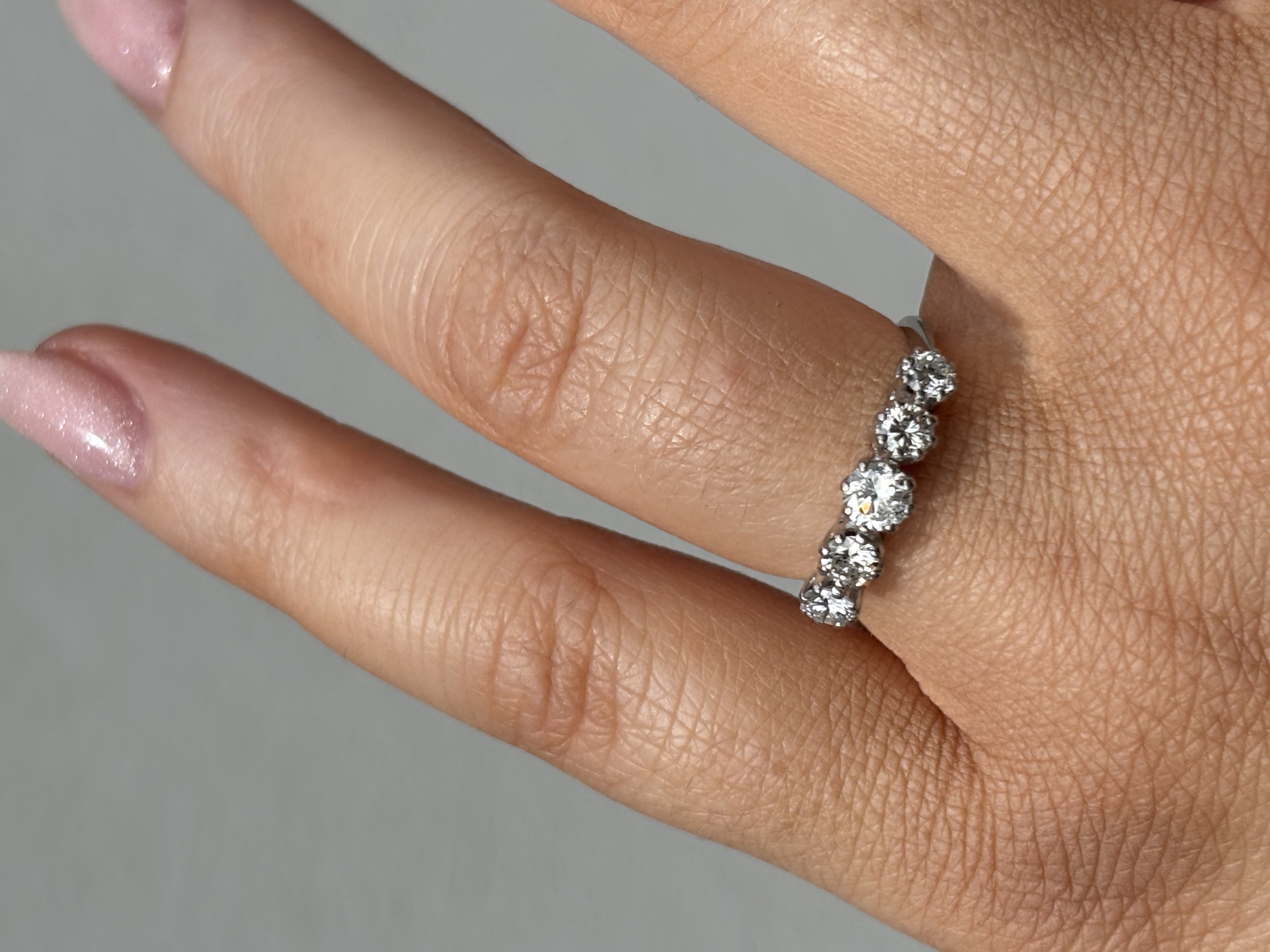 18ct White Gold Diamond Five Stone Ring view 3