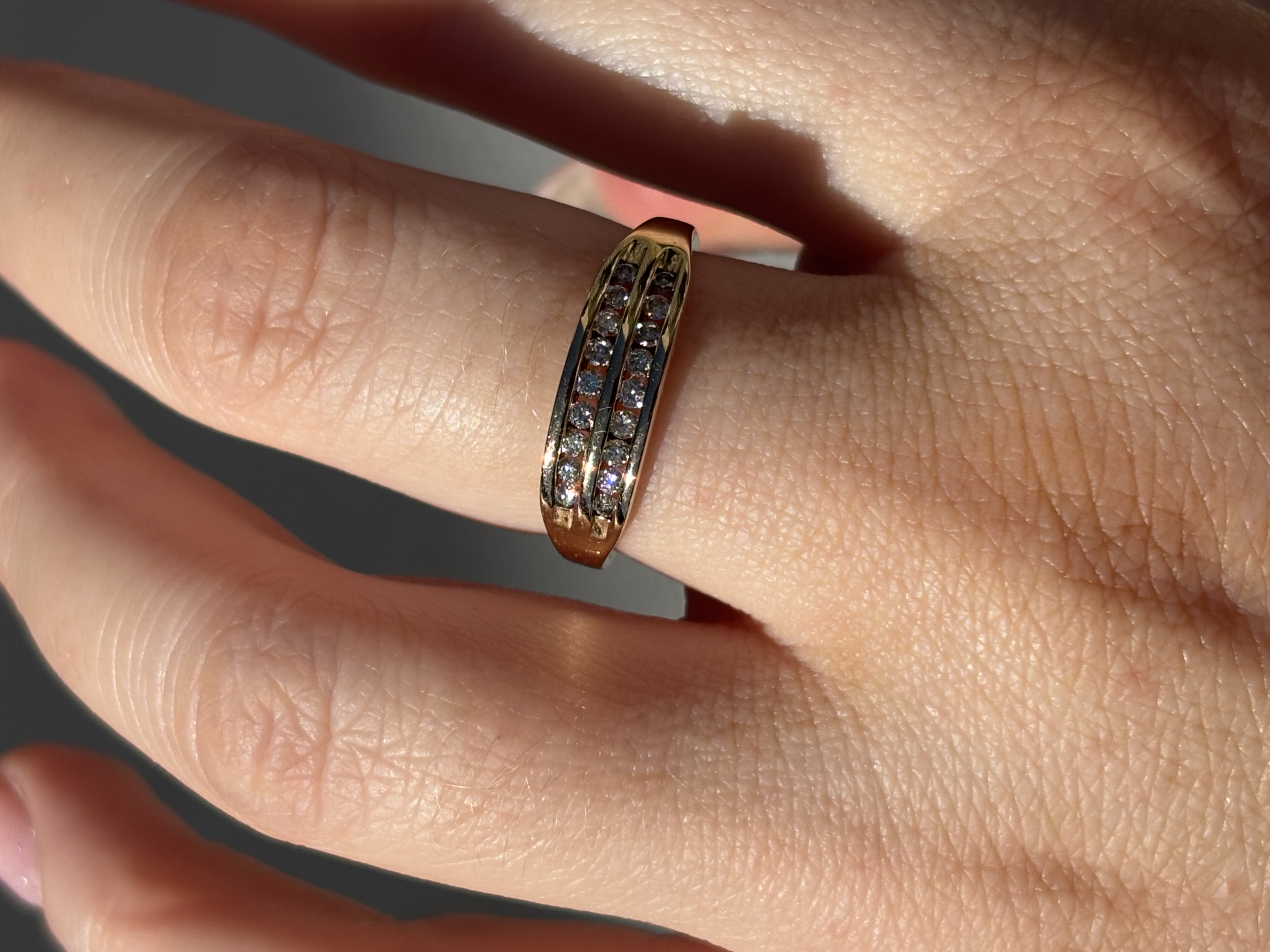 9ct Yellow Gold Double-row Diamond Band view 2