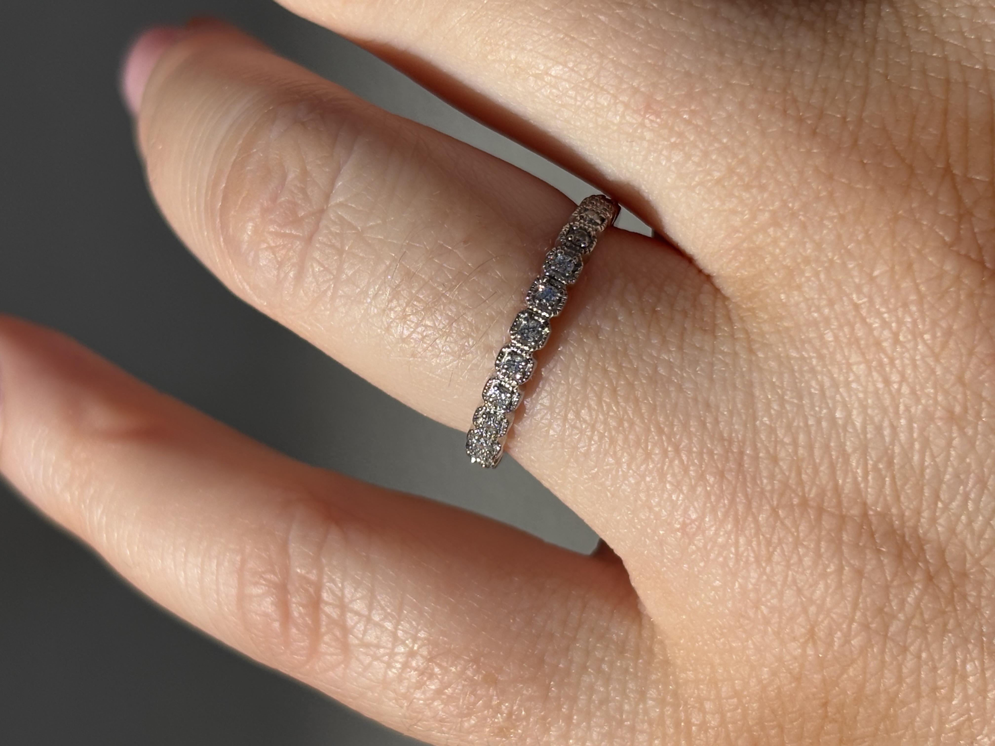 9ct White Gold Diamond Milgrain Half-eternity view 2