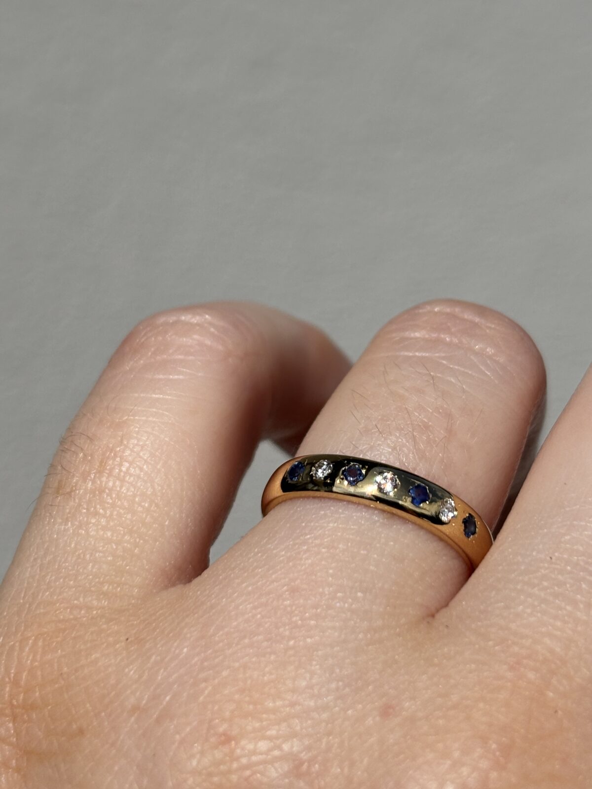 18ct Yellow Gold Sapphire and Diamond Band view 4