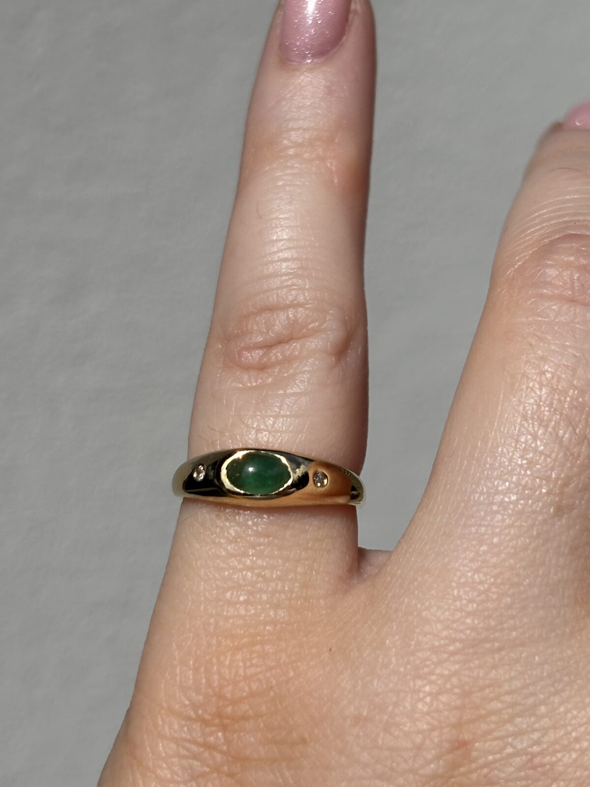 18ct Yellow Gold Emerald and Diamond Band view 4
