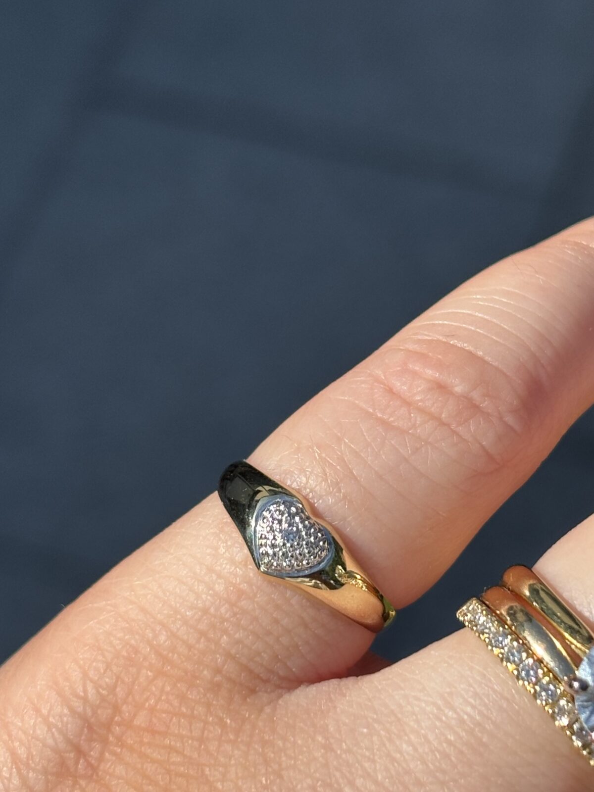 9ct Yellow Gold Diamond Heart Signet view 2