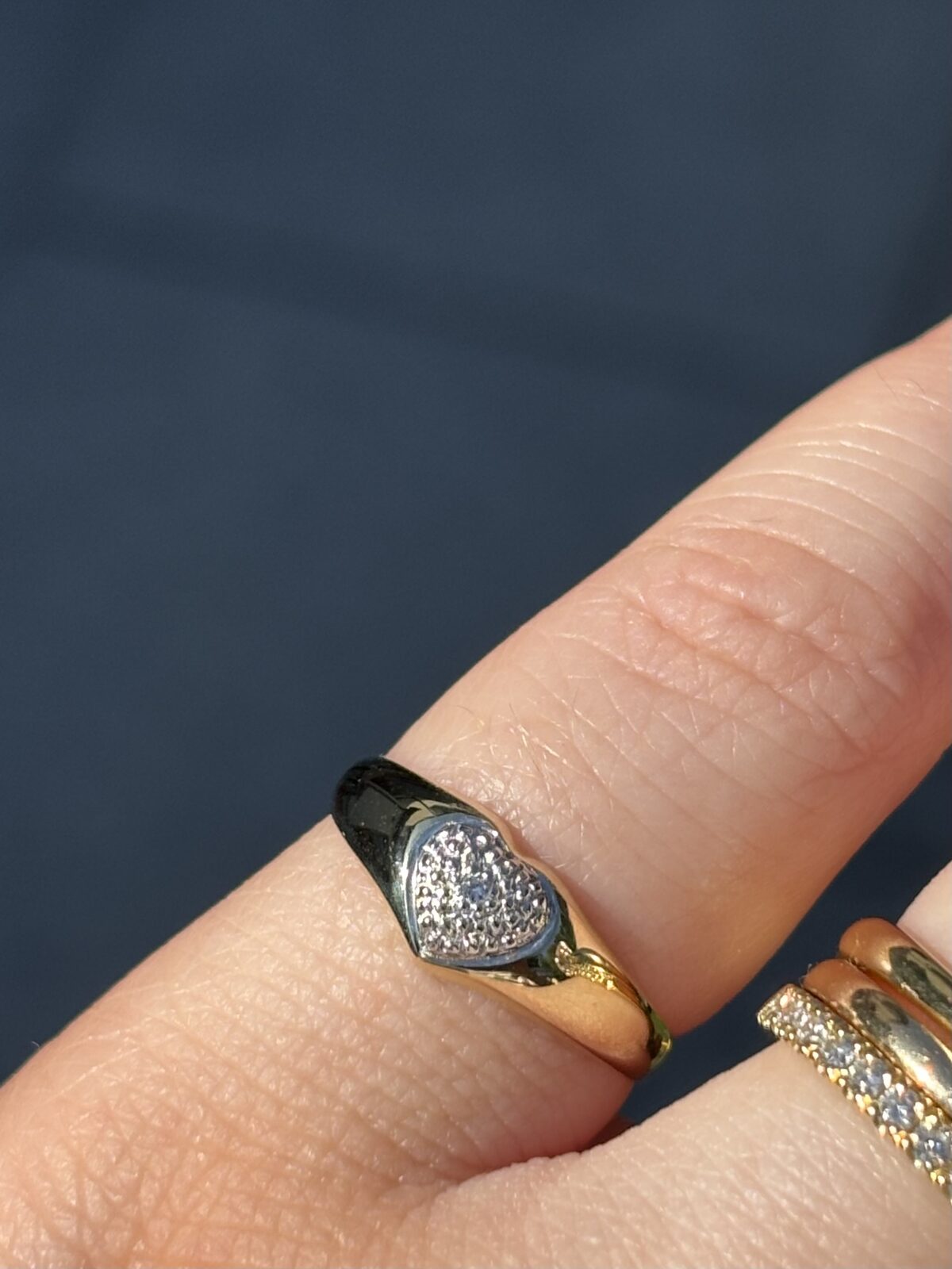 9ct Yellow Gold Diamond Heart Signet view 3