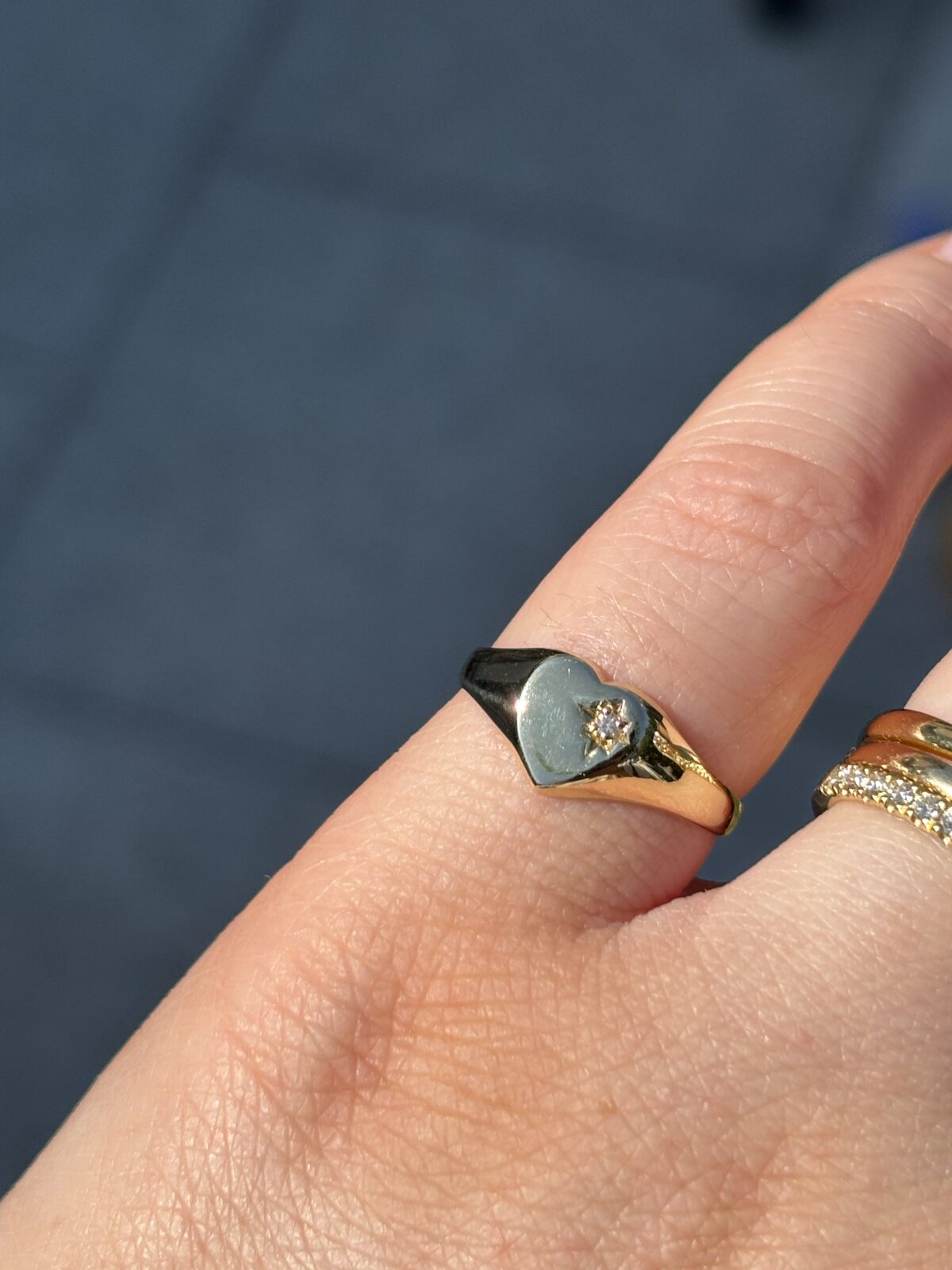 9ct Yellow Gold Diamond Signet Ring view 3