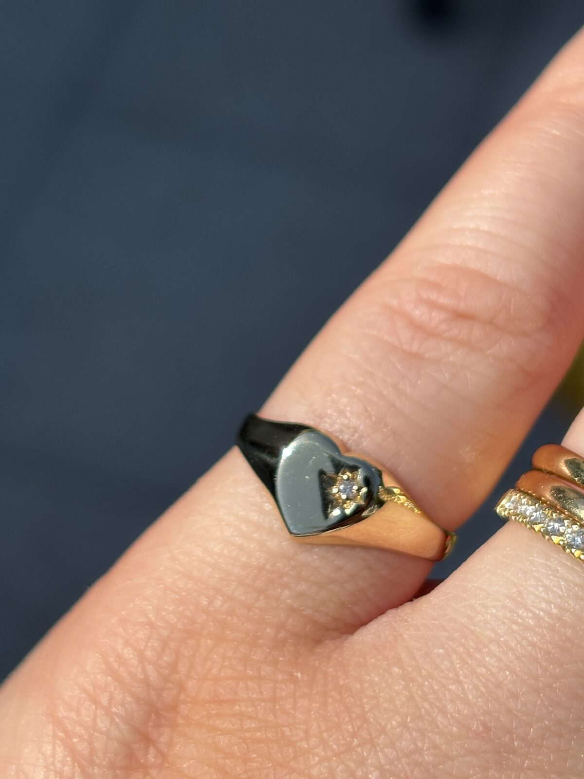 9ct Yellow Gold Diamond Signet Ring view 4