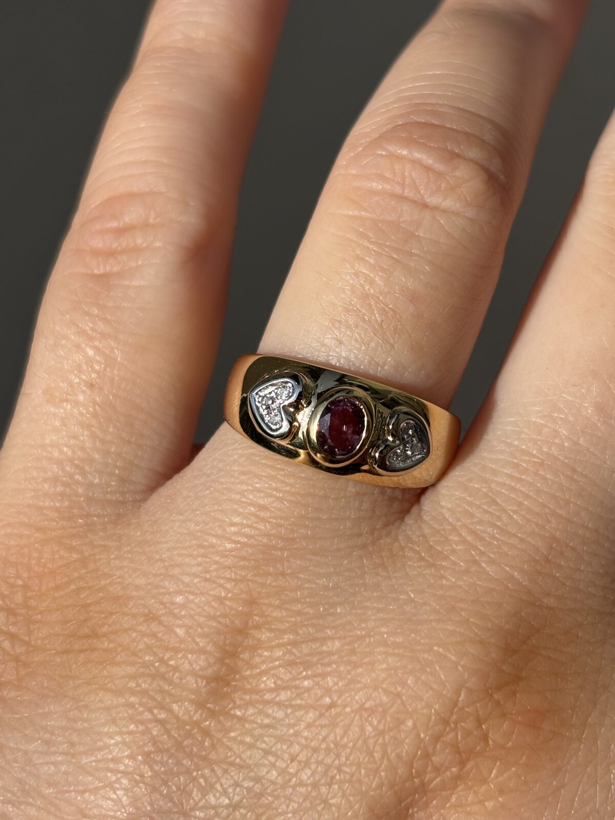 18ct Yellow Gold Natural Pink Spinel and Diamond Ring view 2