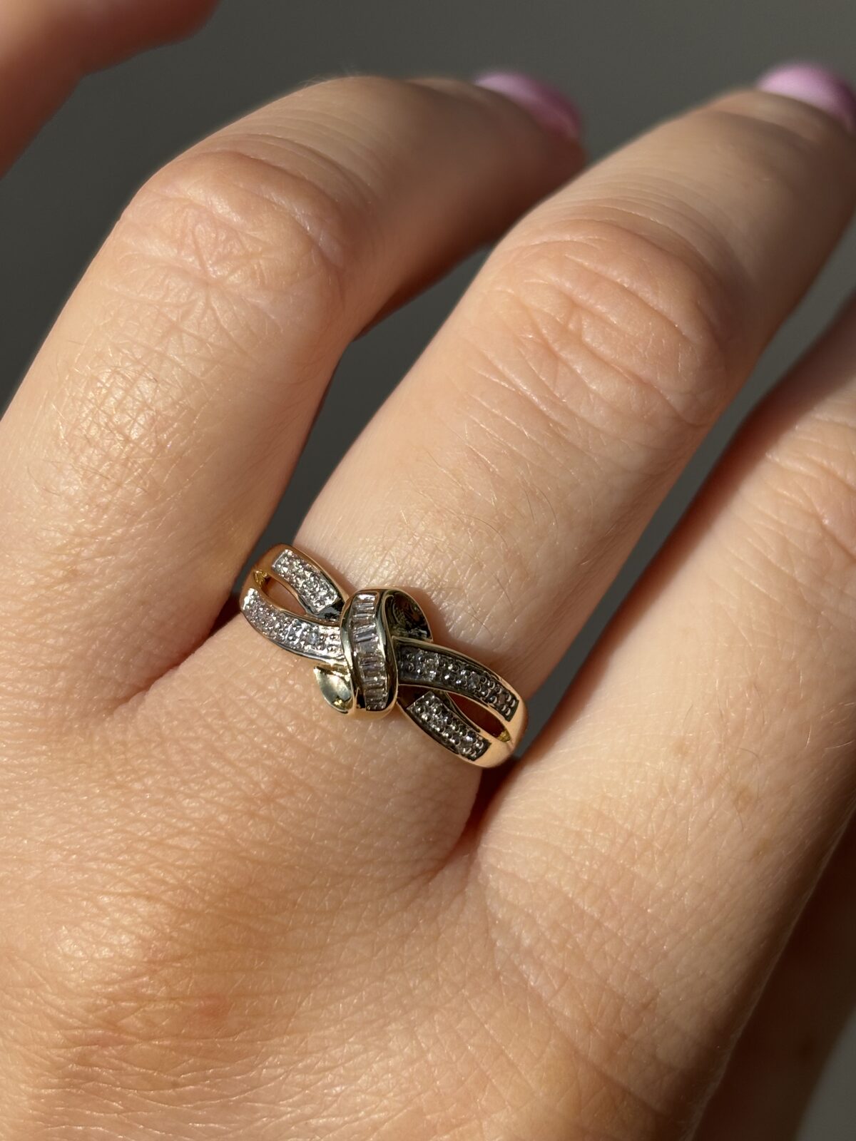 9ct Yellow Gold Diamond Knot Ring view 3