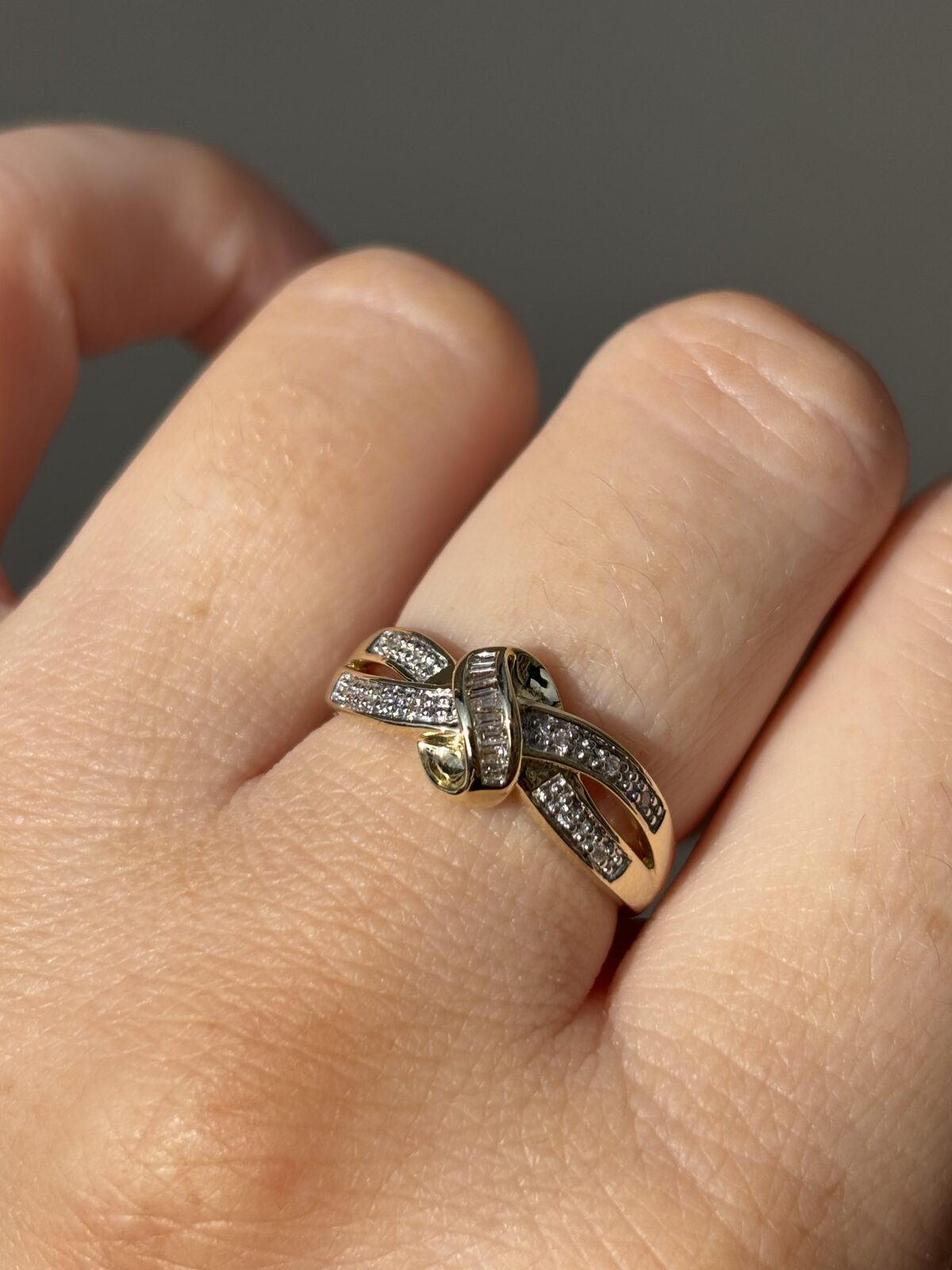 9ct Yellow Gold Diamond Knot Ring view 2