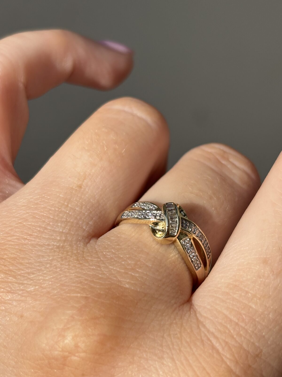 9ct Yellow Gold Diamond Knot Ring view 4