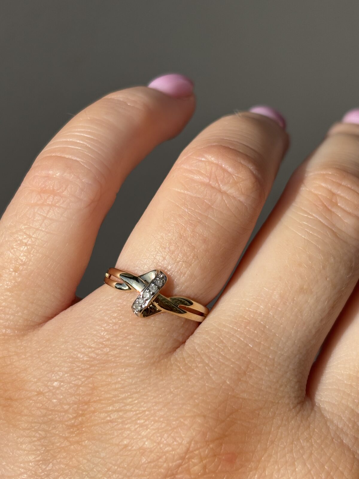 9ct Yellow Gold Diamond Knot Ring view 3