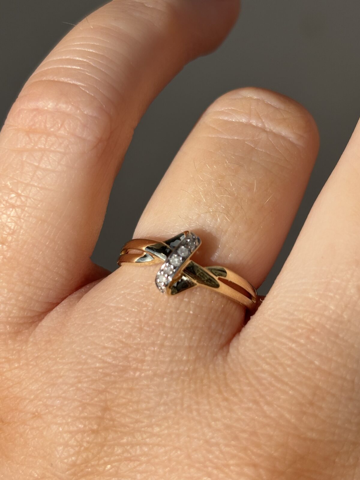 9ct Yellow Gold Diamond Knot Ring view 2