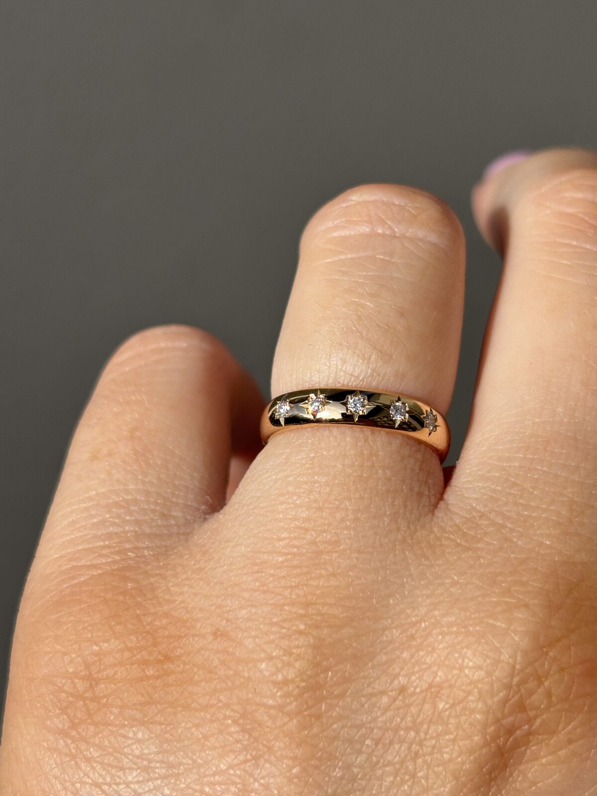 18ct Yellow Gold Antique Gold Diamond Band view 3