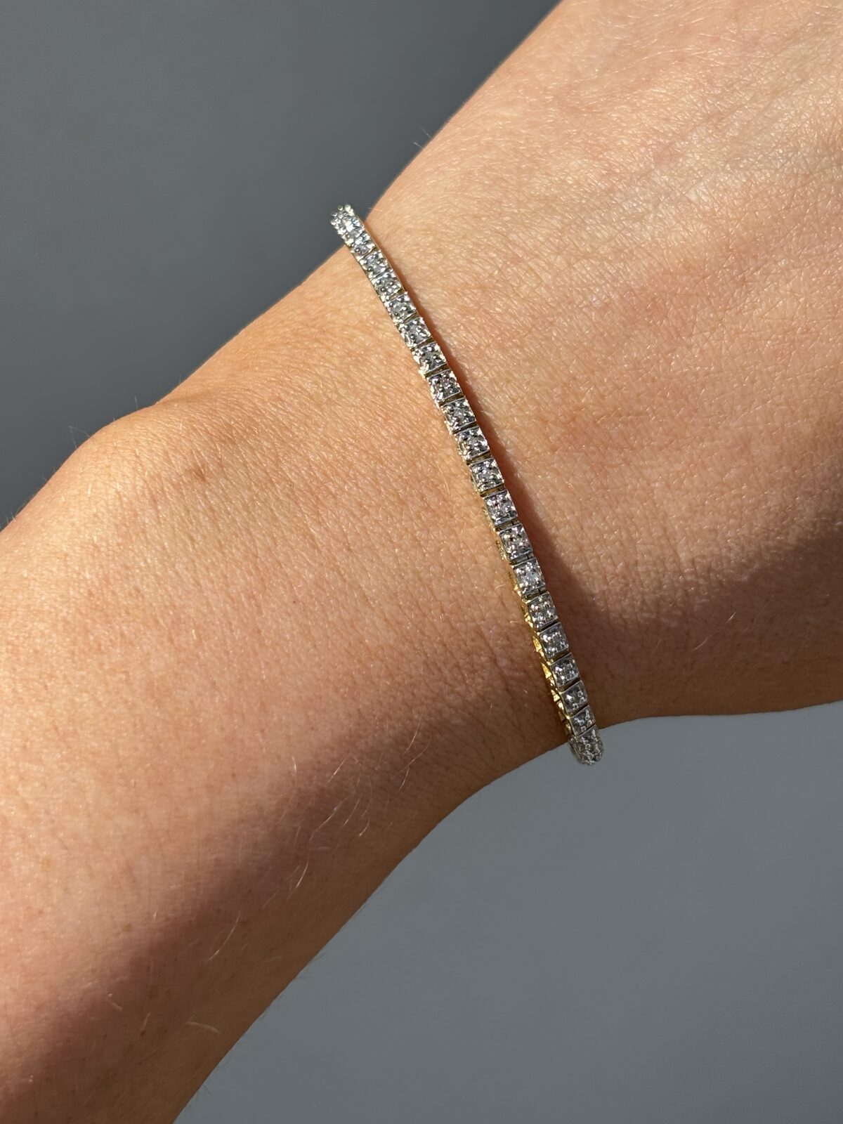9ct Yellow Gold Diamond Tennis Bracelet view 2